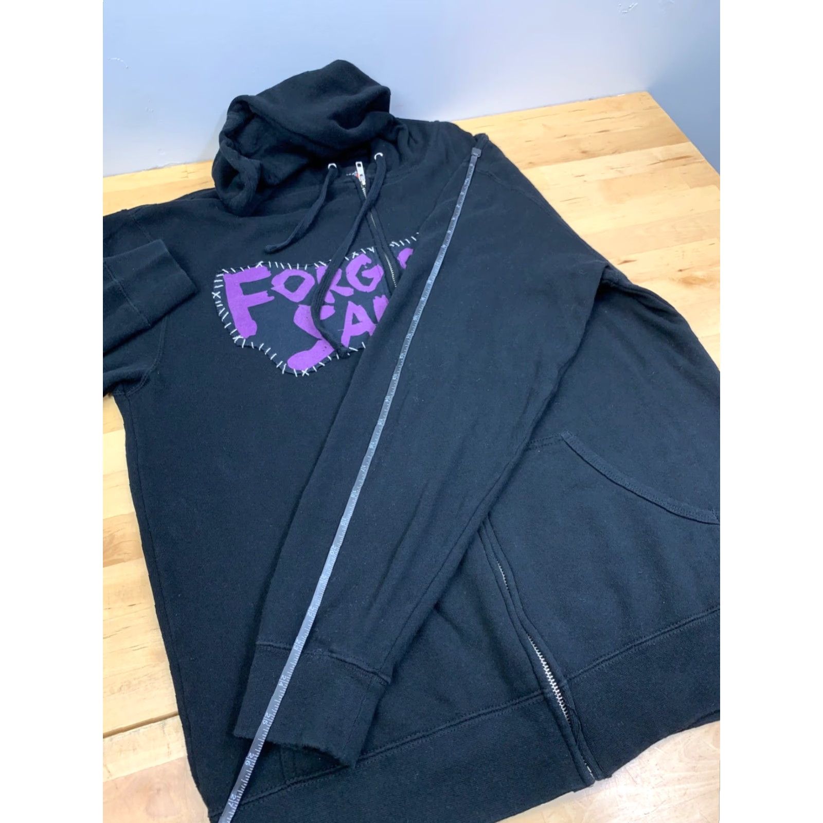 Vintage Forgotten Saints Jacket Mens L Black Rock & Roll Full Zip Hooded #9580 Size US L / EU 52-54 / 3 - 7 Thumbnail