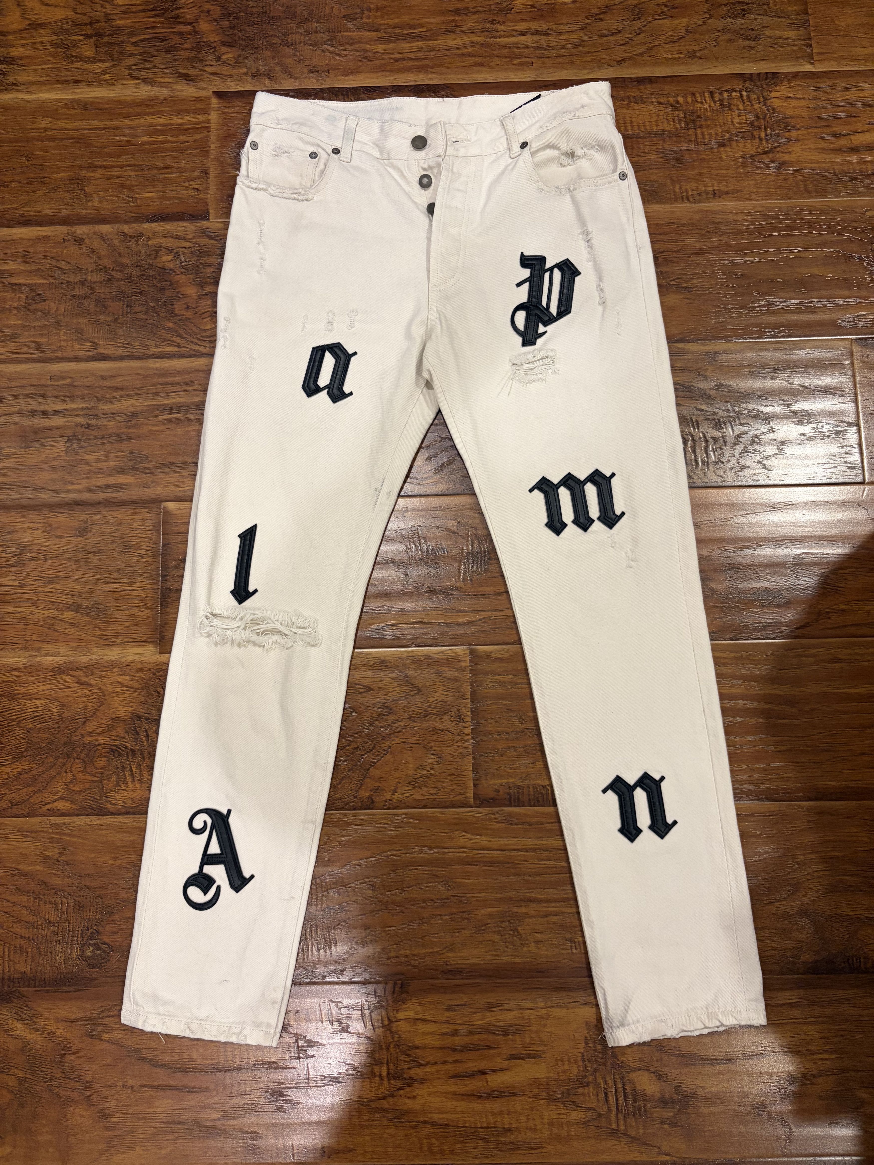 Palm Angels Palm Angels White Logo Patch Jeans Size US 31 - 1 Thumbnail