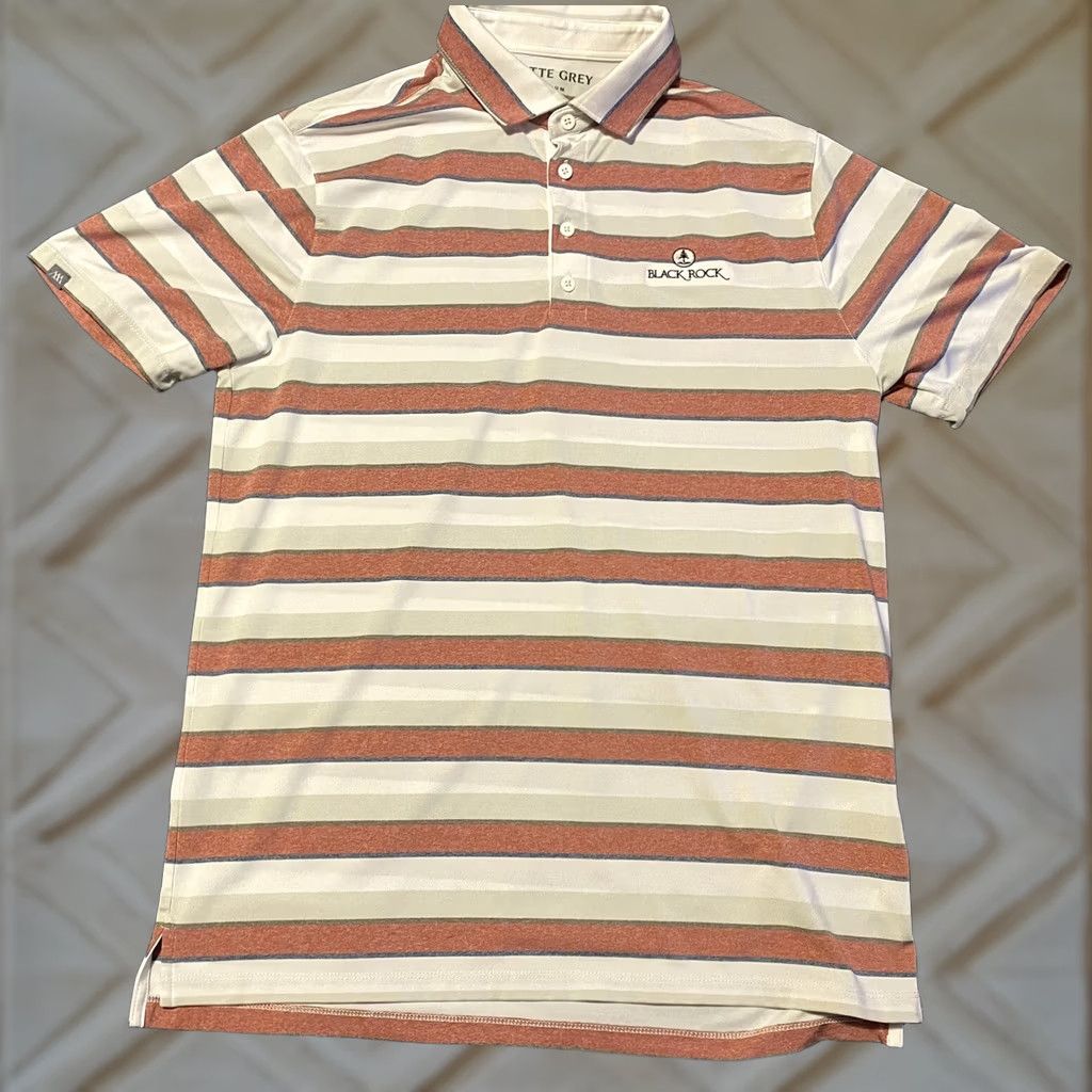 Vintage Matte Grey Polo Shirt Mens Medium “Black Rock” Striped Golf Short Sleeve Polo Short Sleeve Casual Shirt Mens Size US M / EU 48-50 / 2 - 1 Thumbnail