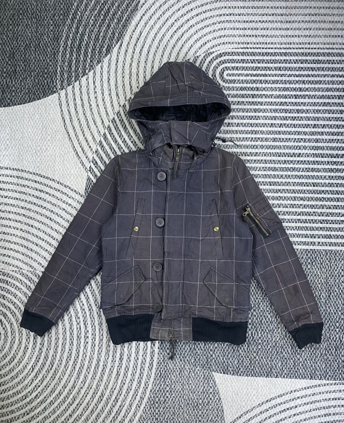 Boycott Vintage Boycott Grey Plaid Fullzip Hooded Jacket Size US M / EU 48-50 / 2 - 1 Thumbnail