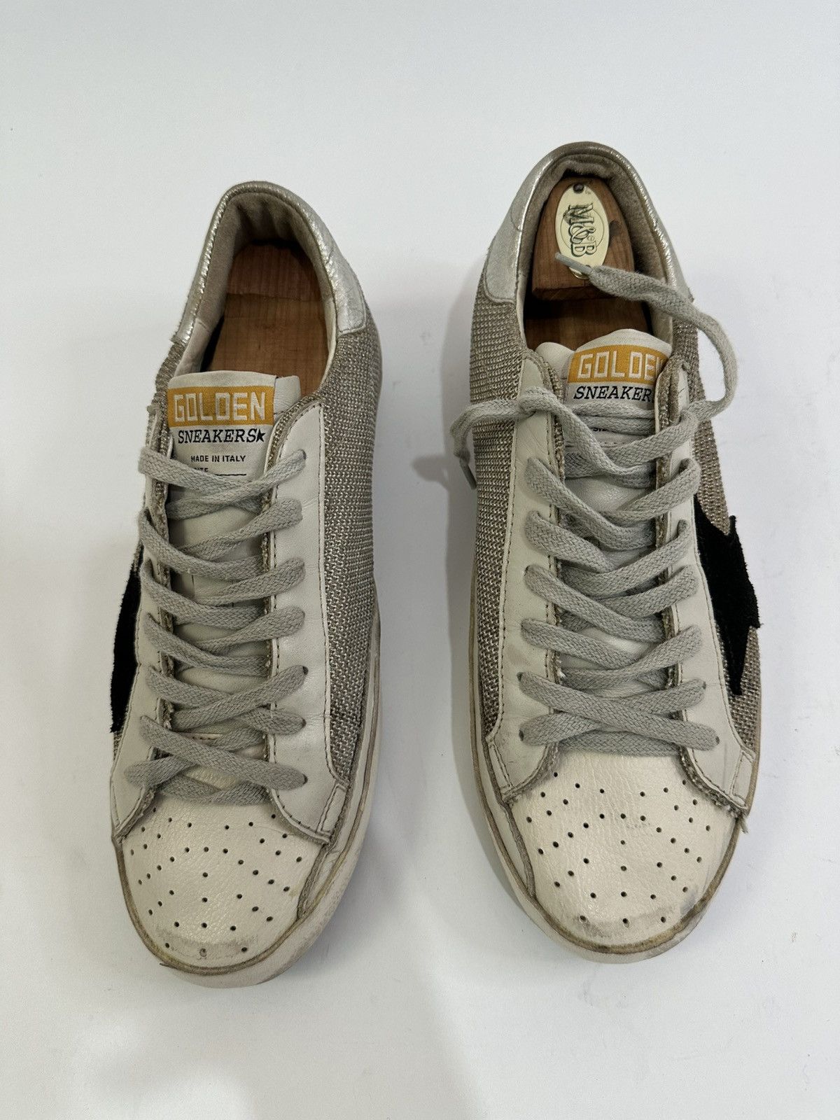 Golden Goose Golden Goose White Grey Leather Suede Superstar Sneaker Size US 7 / EU 40 - 1 Thumbnail