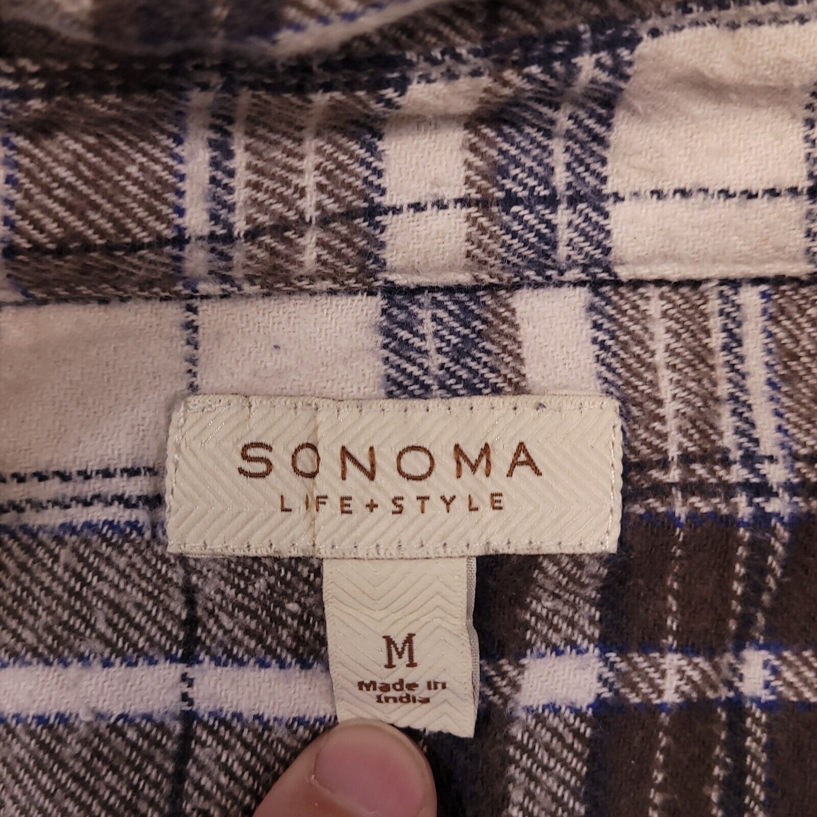 Sonoma Sonoma Madras Flannel Button Up Shirt Mens Size M Brown Blue Size US M / EU 48-50 / 2 - 3 Thumbnail