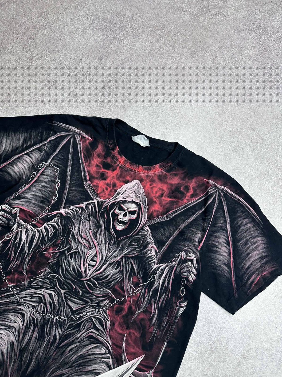 Affliction Vintage 90s Skeleton Y2K Grunge Boxy T-shirt L Size US L / EU 52-54 / 3 - 3 Thumbnail