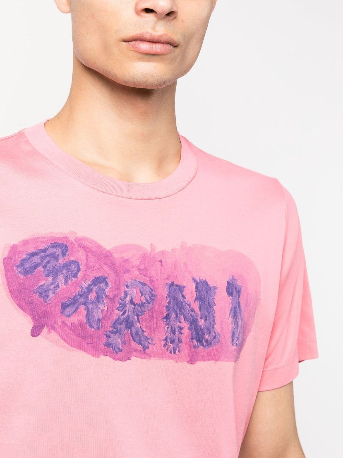 Marni o1y0225 Logo Crewneck T-Shirt in Pink Size US M / EU 48-50 / 2 - 2 Thumbnail