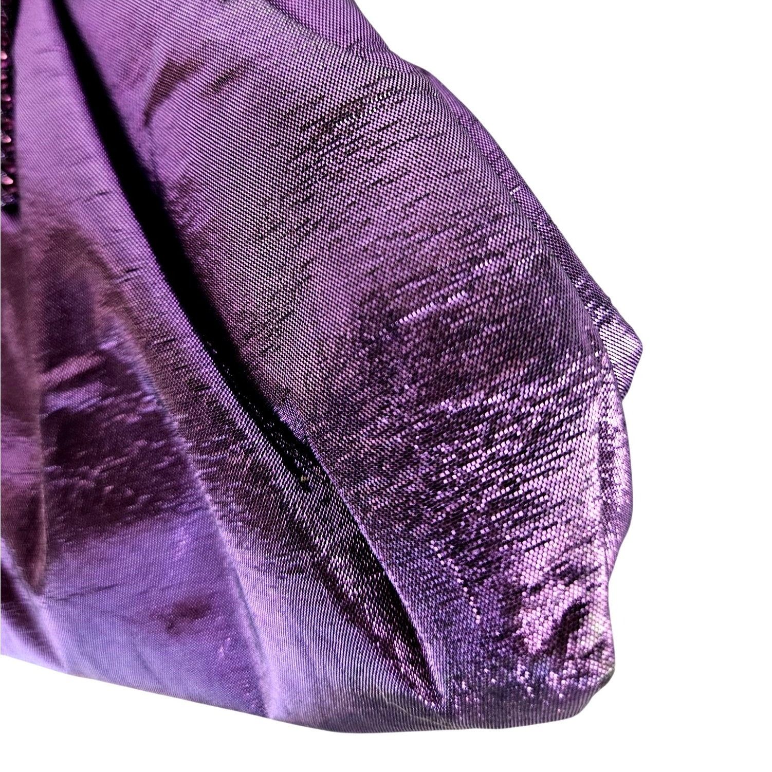 Other Fabiana Mori Italian Purple Satin Evening Bag Rhinestone Bow Size ONE SIZE - 9 Thumbnail