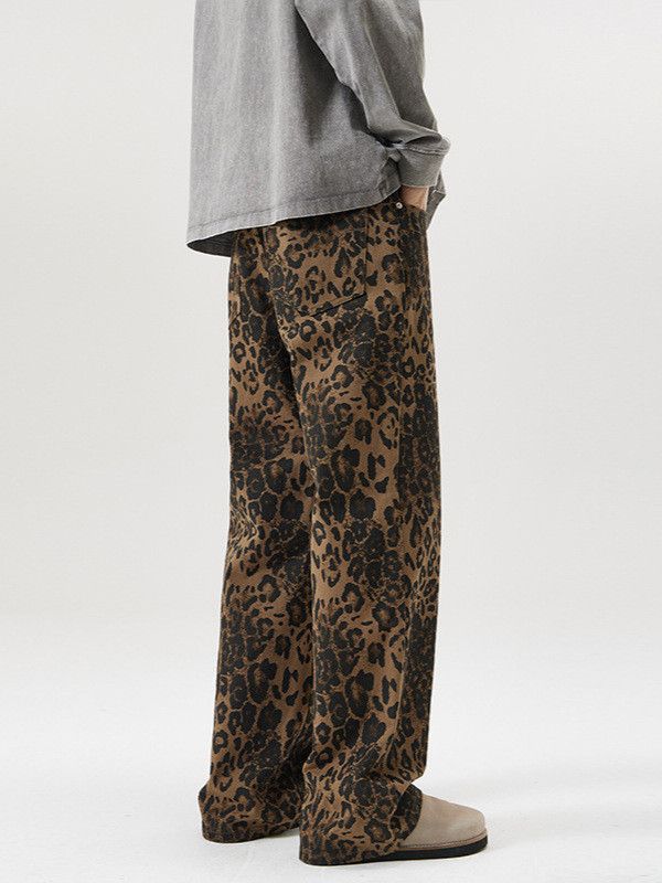 Japanese Brand American retro men's straight leg loose leopard print jeans Size US 32 / EU 48 - 4 Thumbnail