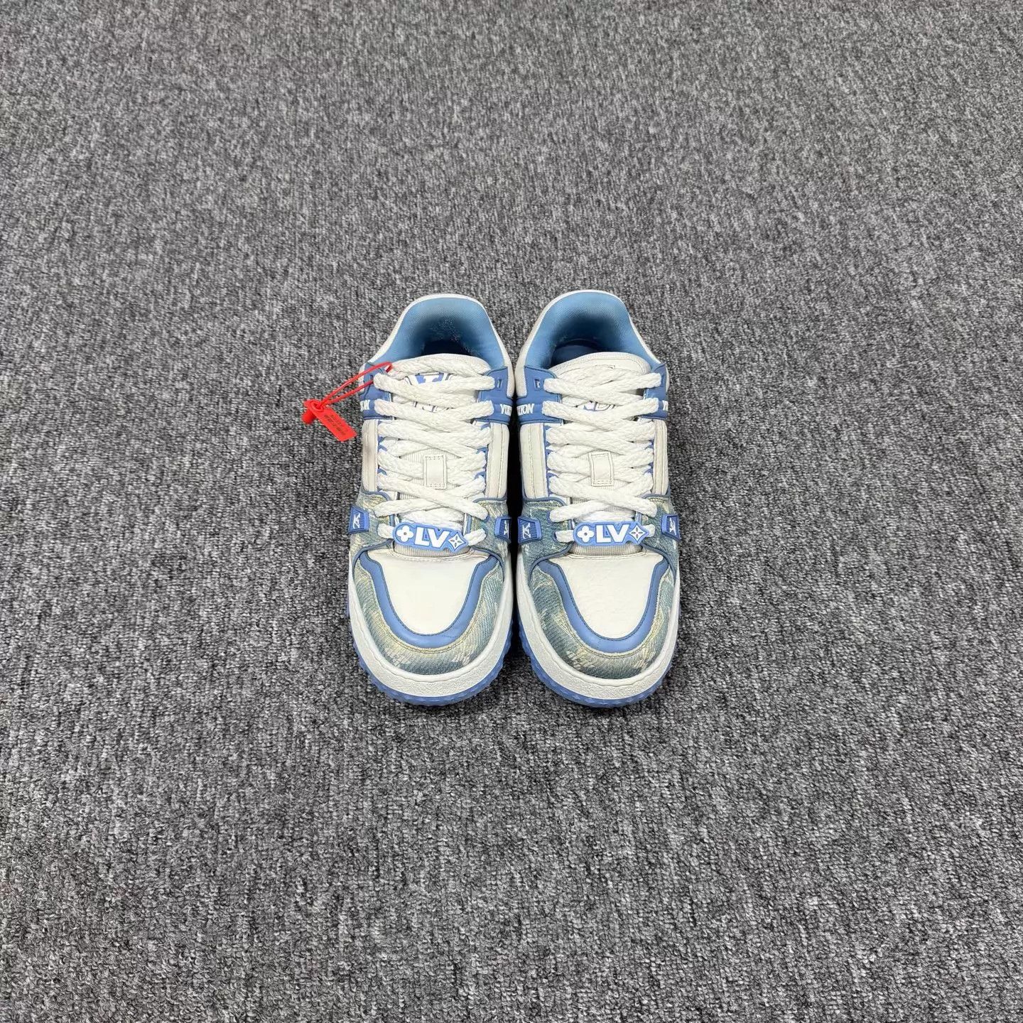 Louis Vuitton LV White Blue Denim Pang Ding TrainerMax 42 99 New Size US 9 / EU 42 - 3 Thumbnail