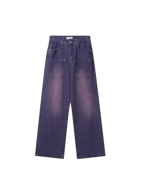 VIBE Vintage Purple Washed Distressed Wide Leg Jeans Size US 32 / EU 48 - 5 Thumbnail