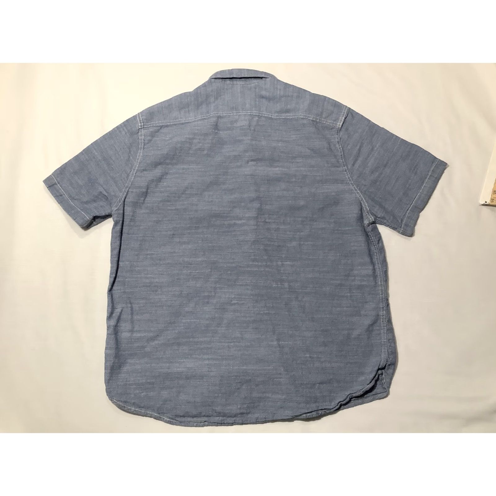 Vintage Woolrich Shirt Mens XL Blue Short Sleeve Button Front Chambray Cotton Size US XL / EU 56 / 4 - 5 Thumbnail