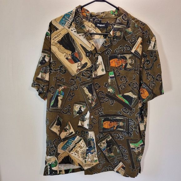 Desigual Desigual Resort Tarot Cards Brown Button Down Shirt - XL Size US XL / EU 56 / 4 - 1 Thumbnail