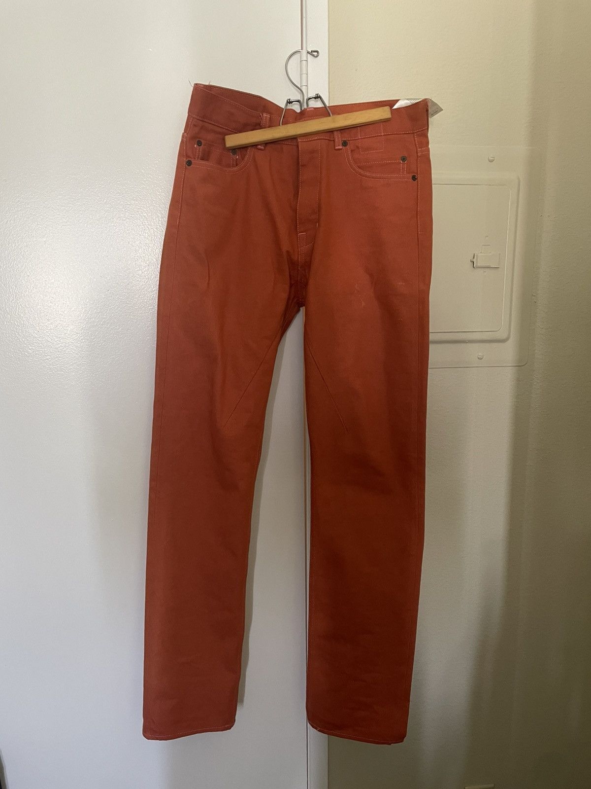 Rick Owens Rick Owens Detroit cut orange 14oz Japanese selvedge jeans Size US 31 - 1 Thumbnail