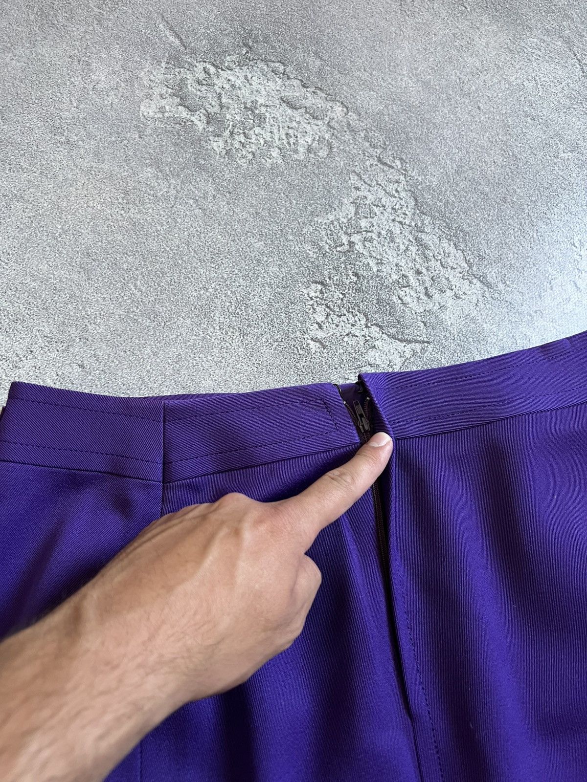 Celine × Vintage Vintage CELINE Paris Purple Wool Zip Skirt Pleated Size 46 Size 32" / US 10 / IT 46 - 5 Thumbnail
