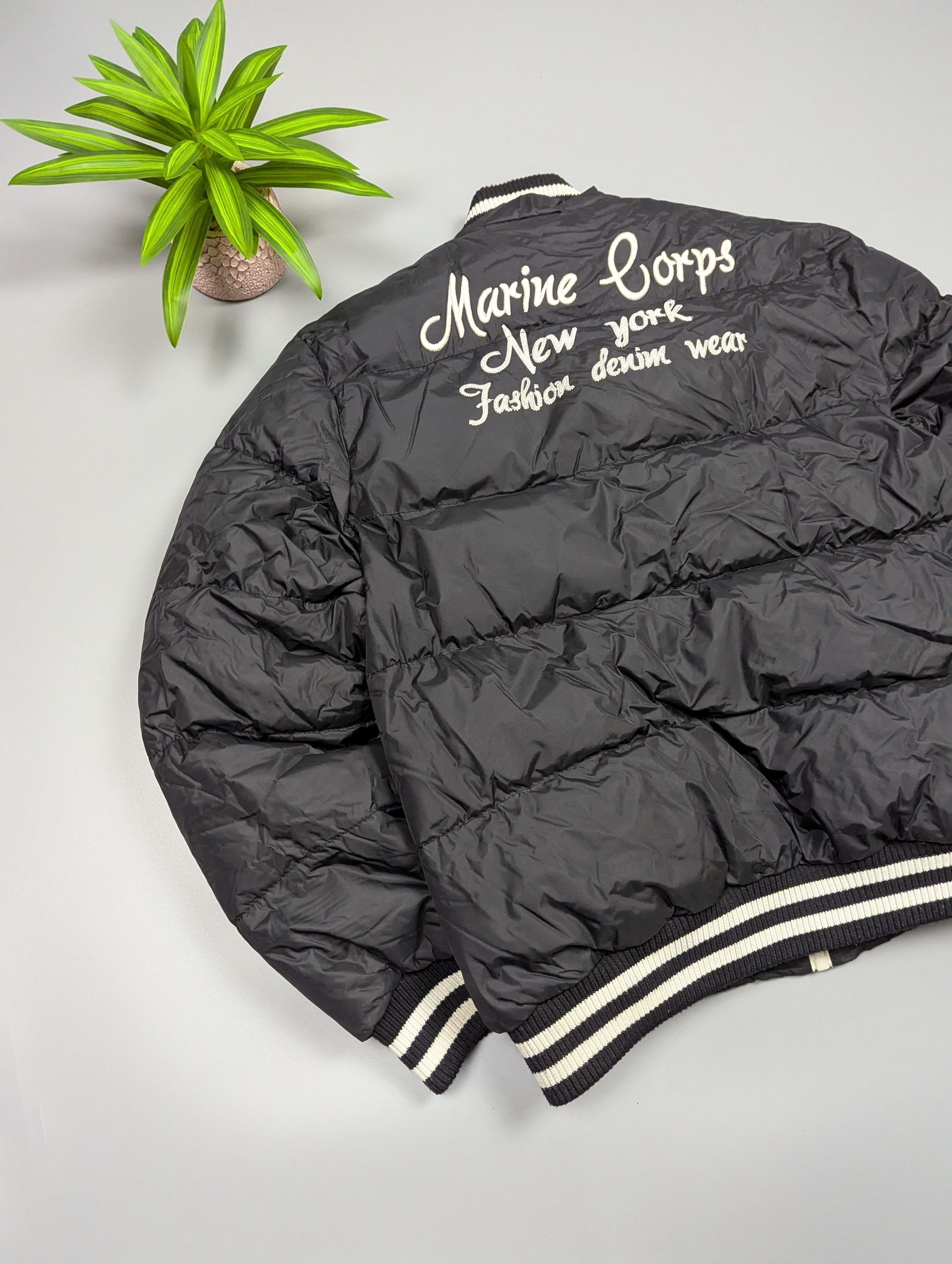 Vintage 90s Marine Corps Varsity Puffer Bomber Black Nylon Size US M / EU 48-50 / 2 - 16 Thumbnail