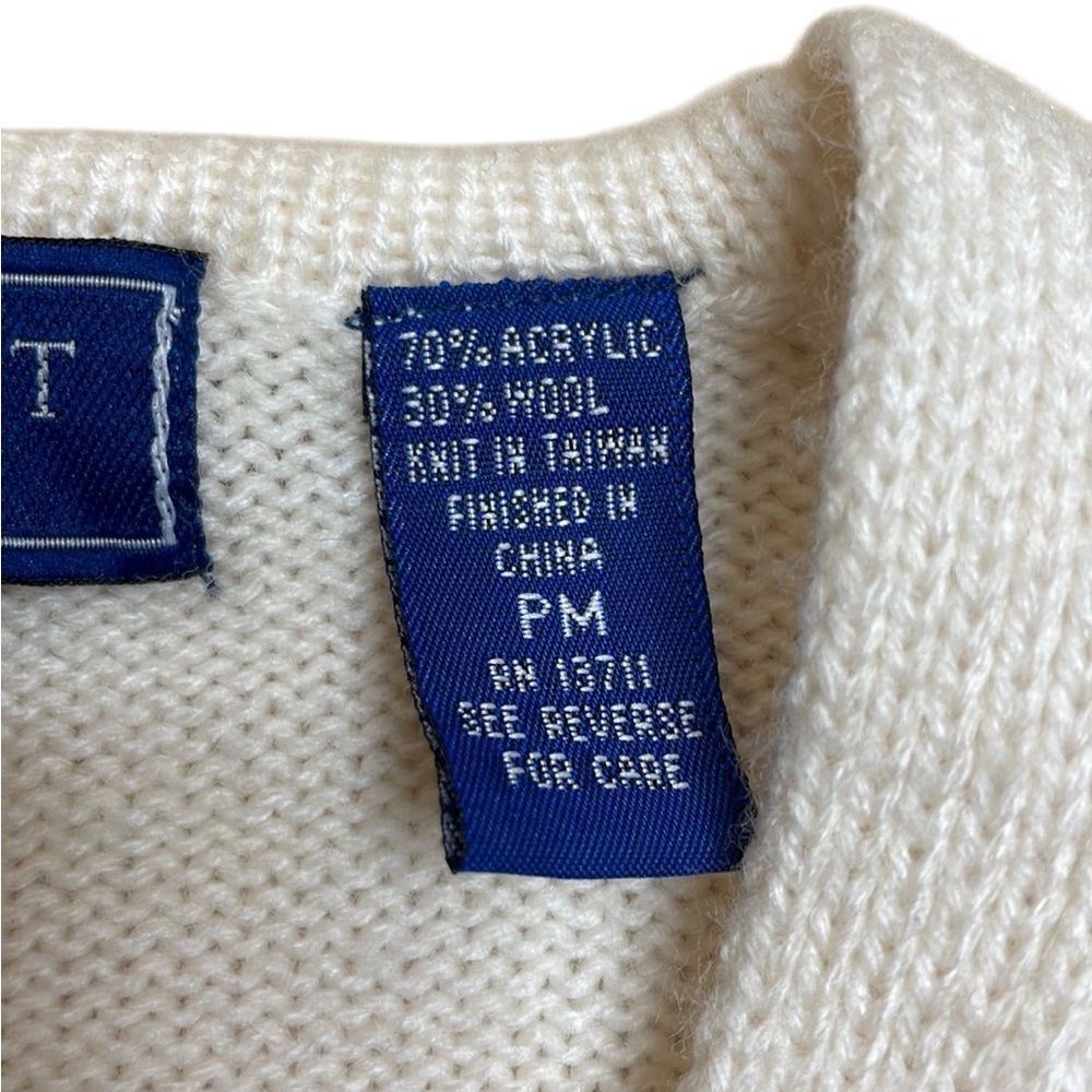 Vintage 90s vintage Karen Scott Wool Knit White Cardigan with Gold B Size M / US 6-8 / IT 42-44 - 6 Thumbnail