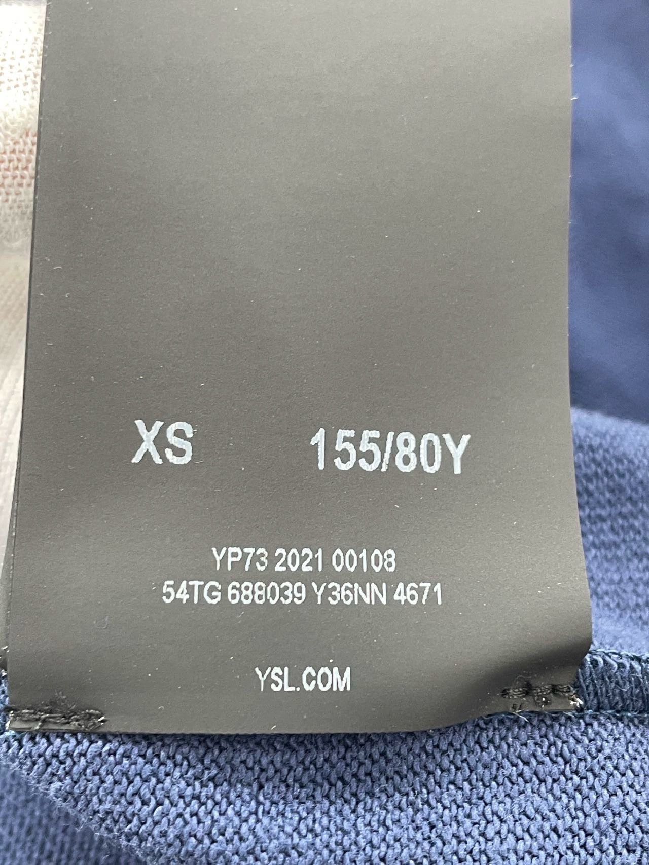 Saint Laurent Paris × Yves Saint Laurent SAINT LAURENT YSL Women's Navy Blue Natural Short-sleeved Size XS / US 0-2 / IT 36-38 - 9 Thumbnail