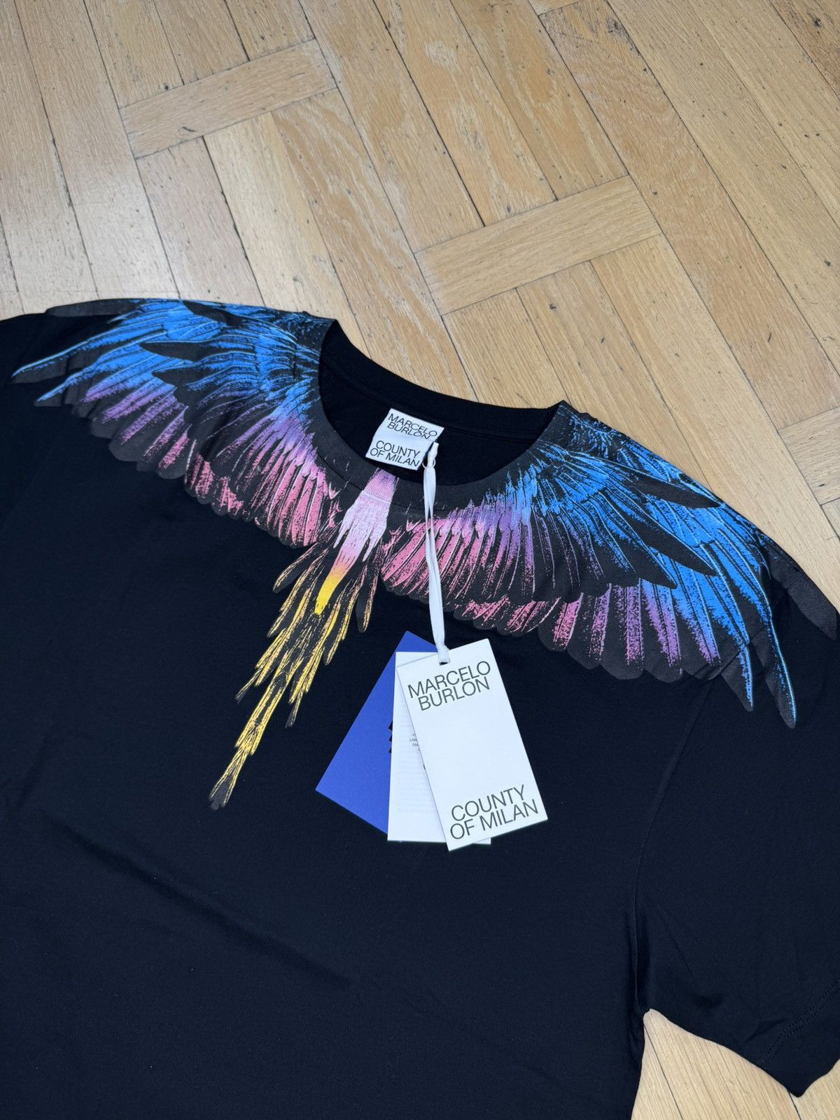 Marcelo Burlon MARCELO BURLON WING BLUE PINK BLACK TEE Size US L / EU 52-54 / 3 - 5 Thumbnail