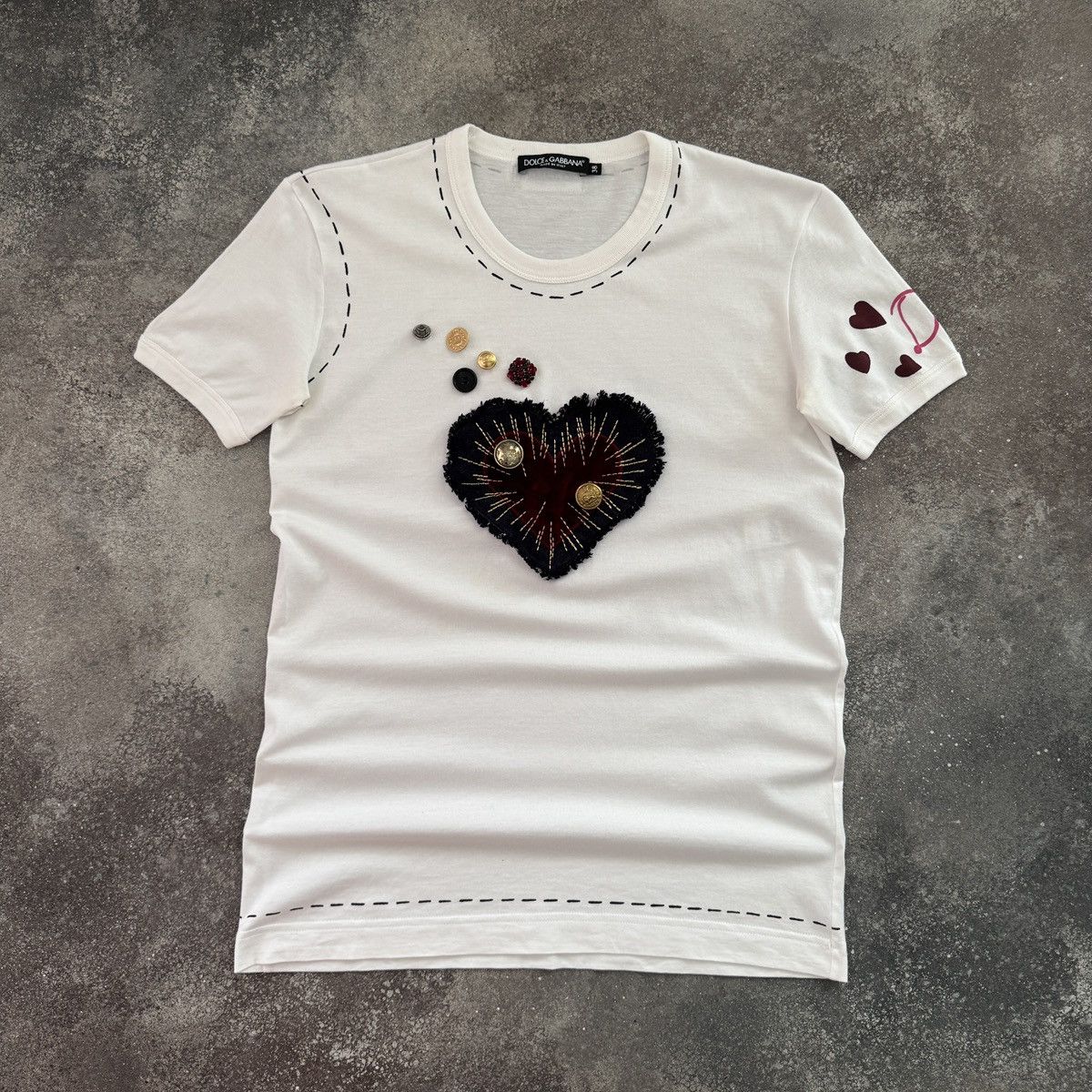 Dolce & Gabbana D&G Dolce & Gabbana Y2K Heart Patch T-Shirt Size M / US 6-8 / IT 42-44 - 1 Thumbnail