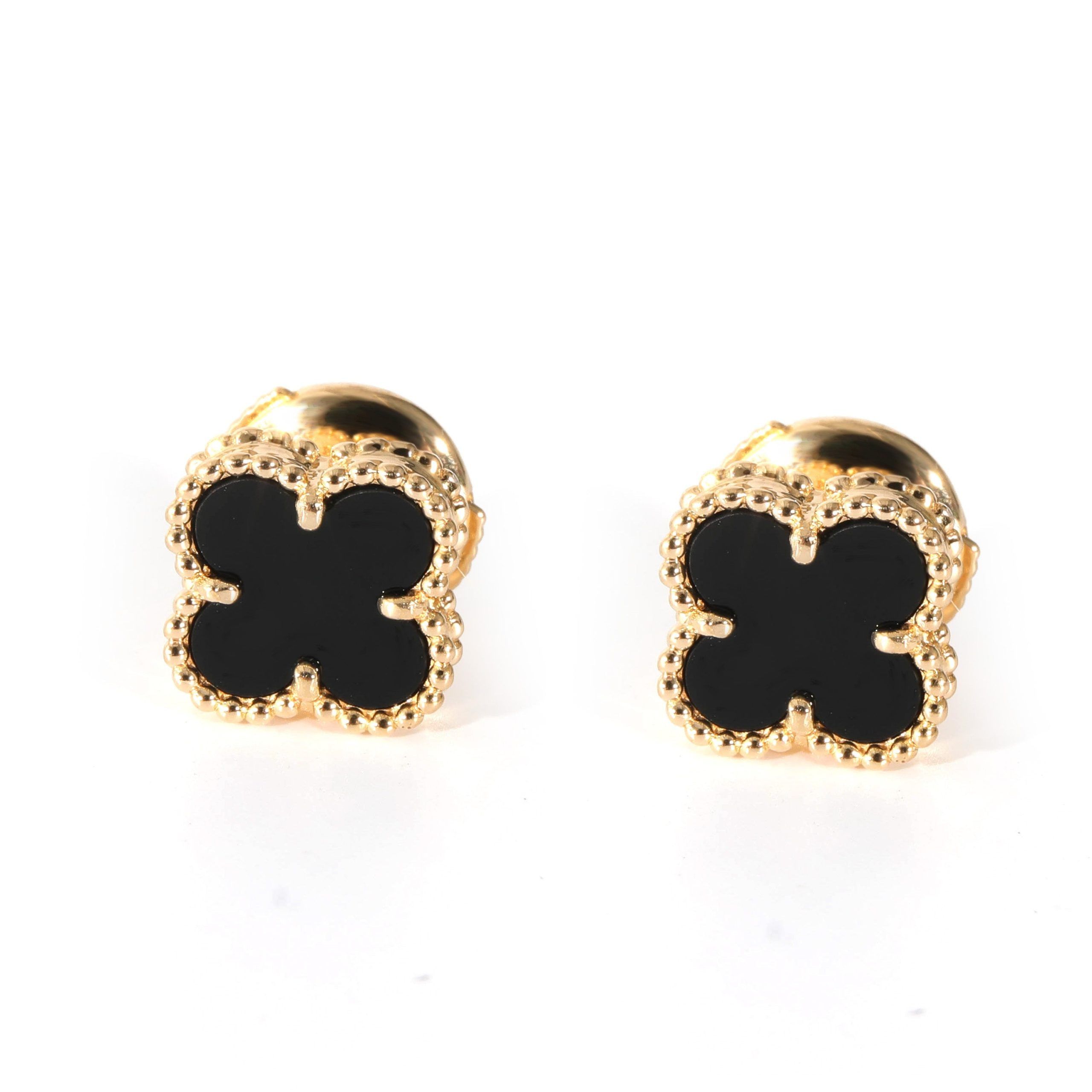 Van Cleef & Arpels Van Cleef & Arpels Sweet Alhambra Onyx Earrings in 18k Yellow Gold Size ONE SIZE - 1 Thumbnail