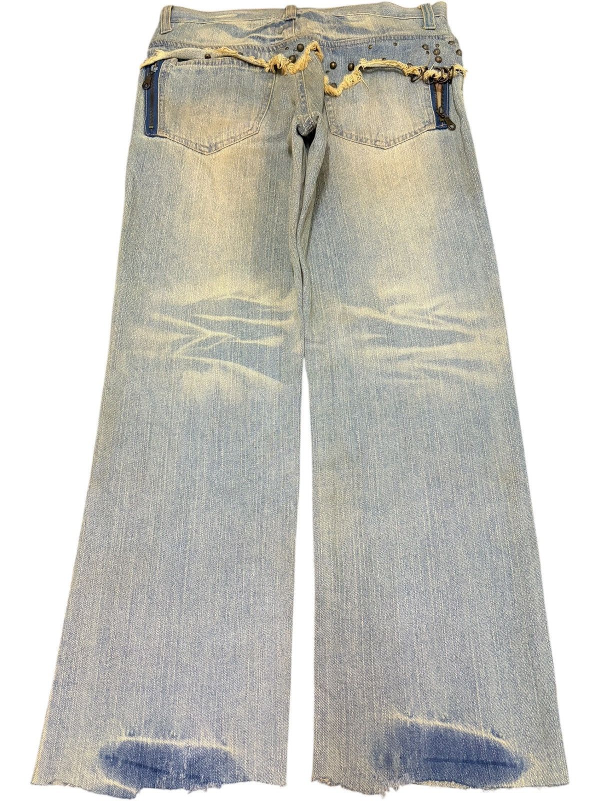 Le Grande Bleu (L.G.B.) Vintage Japanese Brand Pierced Studded Distress Baggy Jeans Size US 33 - 2 Thumbnail
