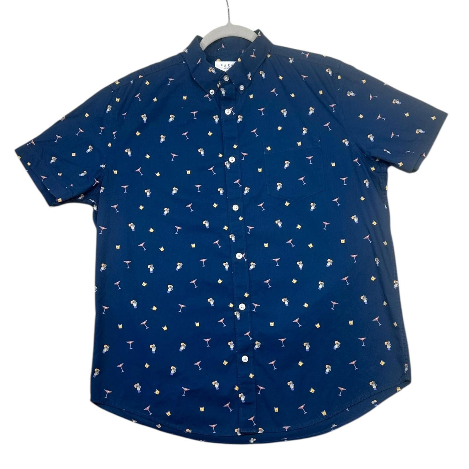 Eastpak Easy Navy Blue Short Sleeve Button-Up Shirt Cocktail Size US M / EU 48-50 / 2 - 2 Thumbnail