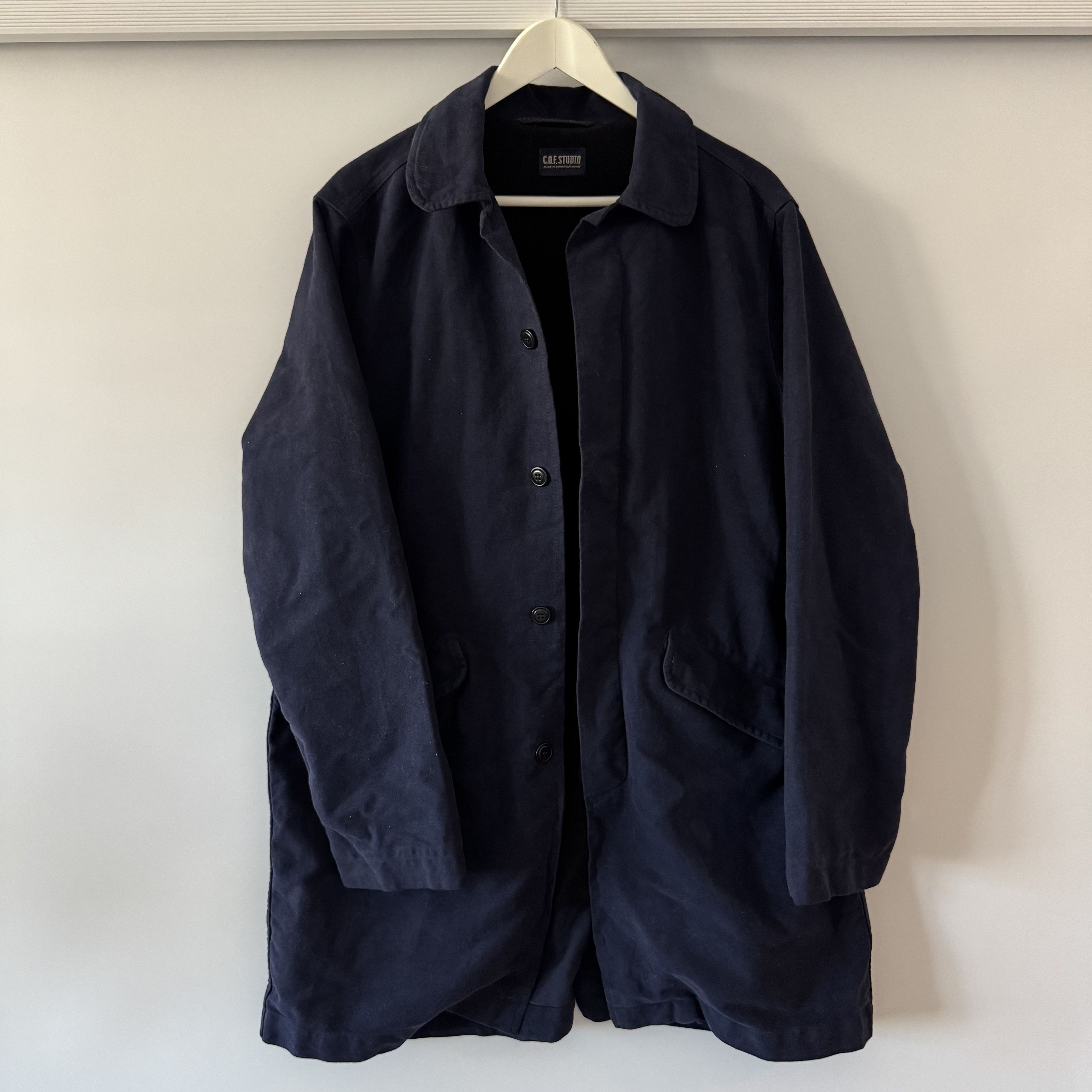 C.O.F. Studio Men's C.O.F Studio Navy Blue Moleskin Cotton Coat Size M Size US M / EU 48-50 / 2 - 3 Thumbnail