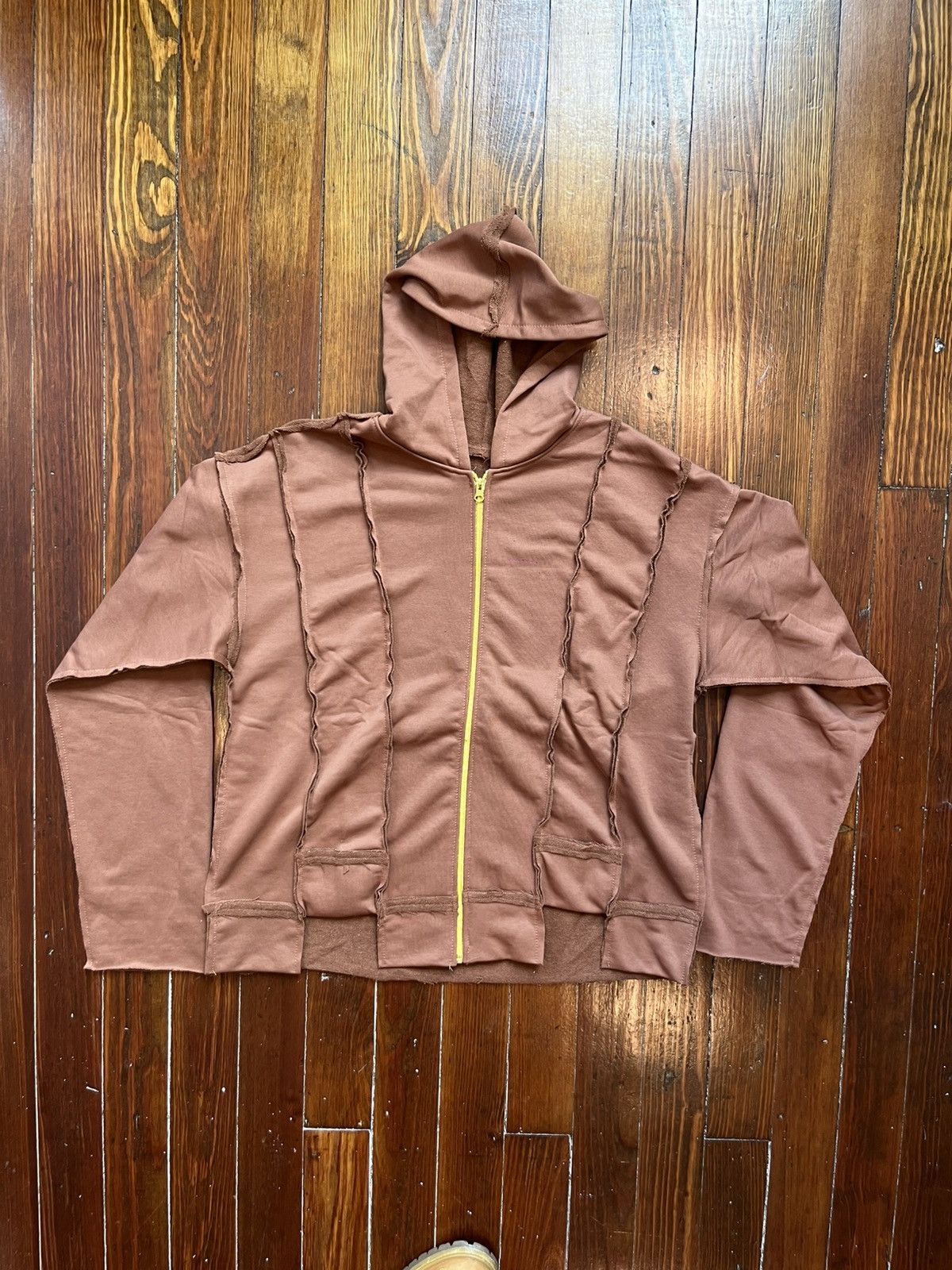 Other Brown Reconstructed Loose Fit Gold Zipper Long Sleeve Hoodie Size US L / EU 52-54 / 3 - 1 Thumbnail