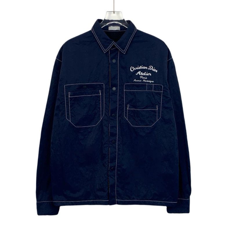 Dior Dior Size 41 22 dark blue letter embroidered lapel long-sle Size US XXS / EU 40 - 1 Thumbnail