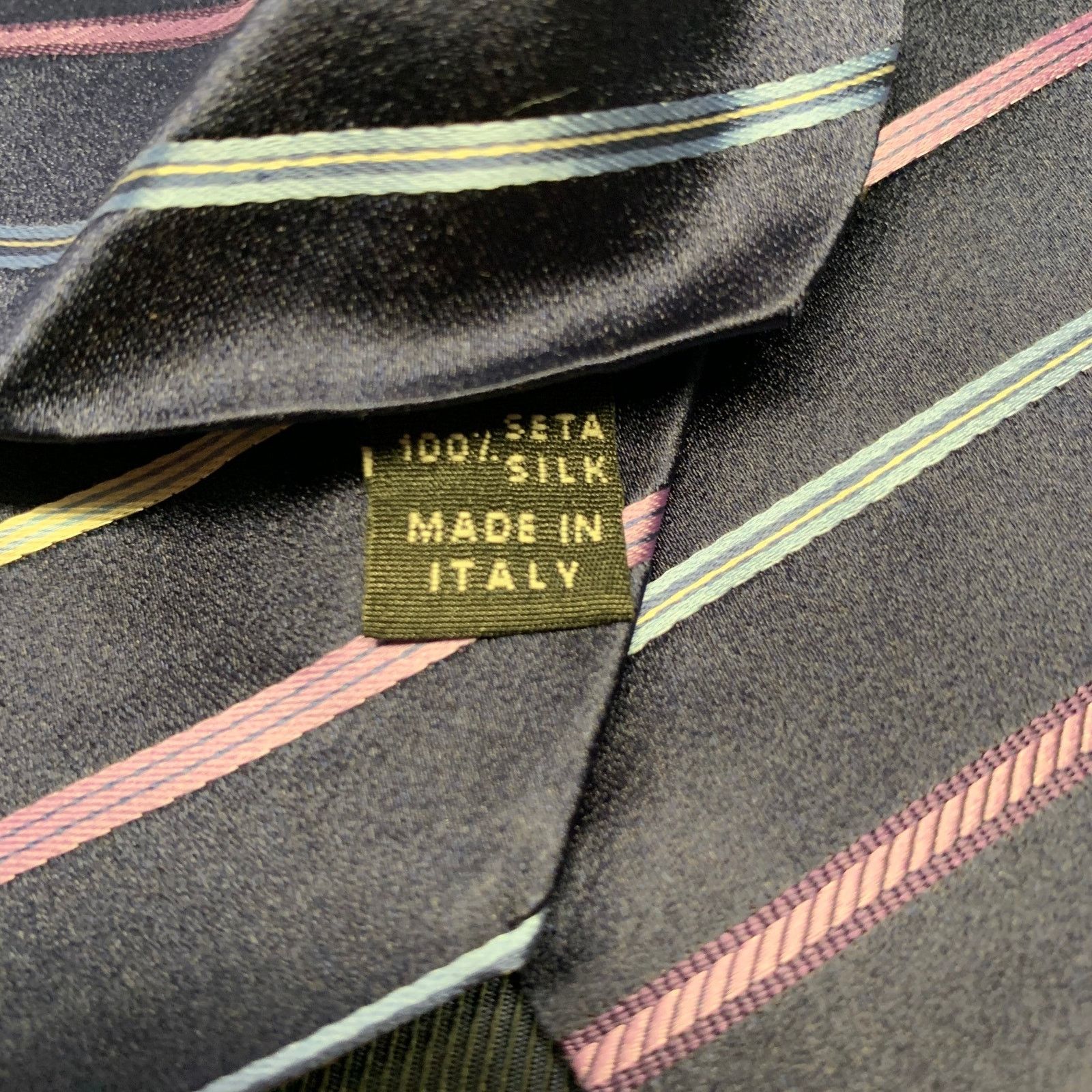 Other BORRELLI Navy Purple Diagonal Stripe Silk Tie Size ONE SIZE - 3 Thumbnail