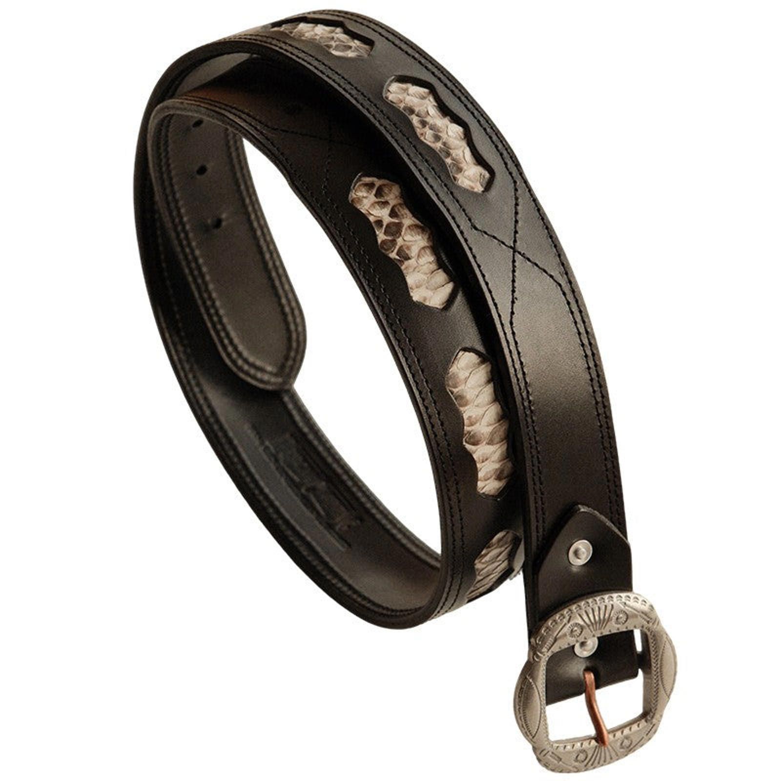 Leather Full Grain Cowhide Belt – Hollow Python, Brass Buckle Size ONE SIZE - 6 Thumbnail