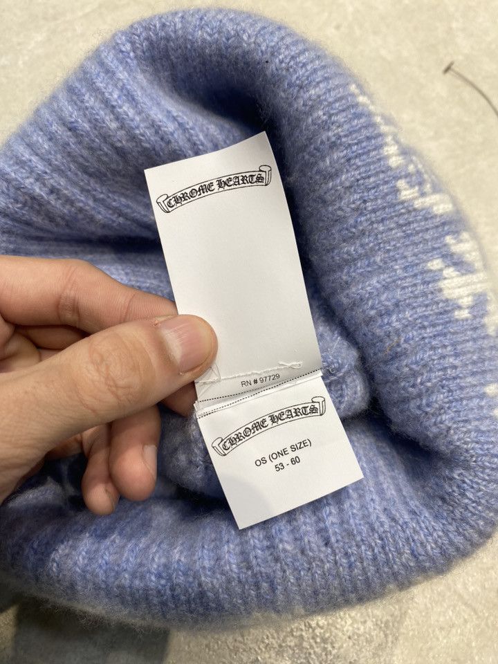 Chrome Hearts CHROME HEARTS Big Daddy Cashmere Beanie LIGHT BLUE/WHITE Size ONE SIZE - 7 Thumbnail