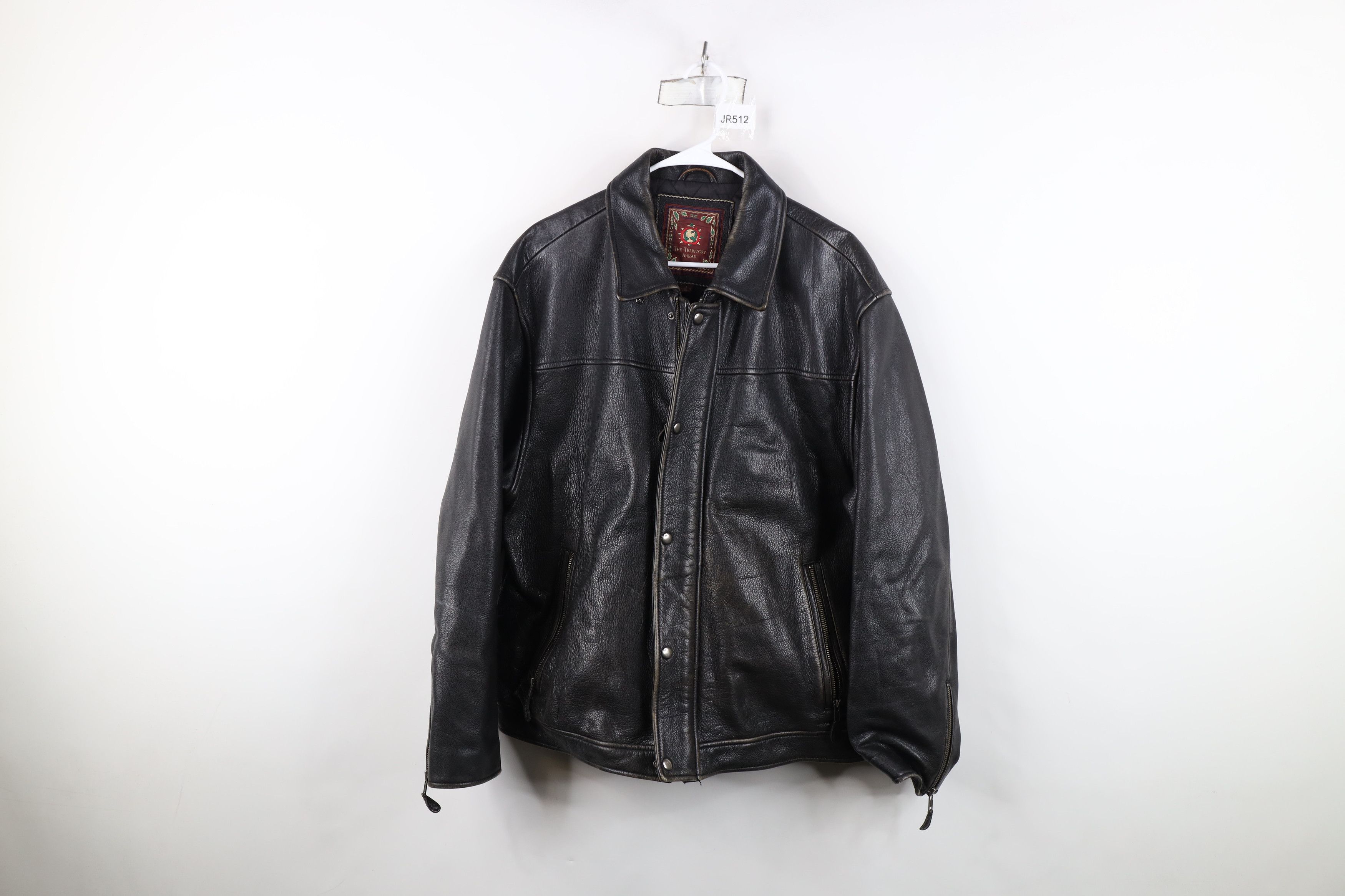 Vintage Vintage 90s Streetwear Heavyweight Leather Jacket Dark Brown Size US L / EU 52-54 / 3 - 1 Thumbnail
