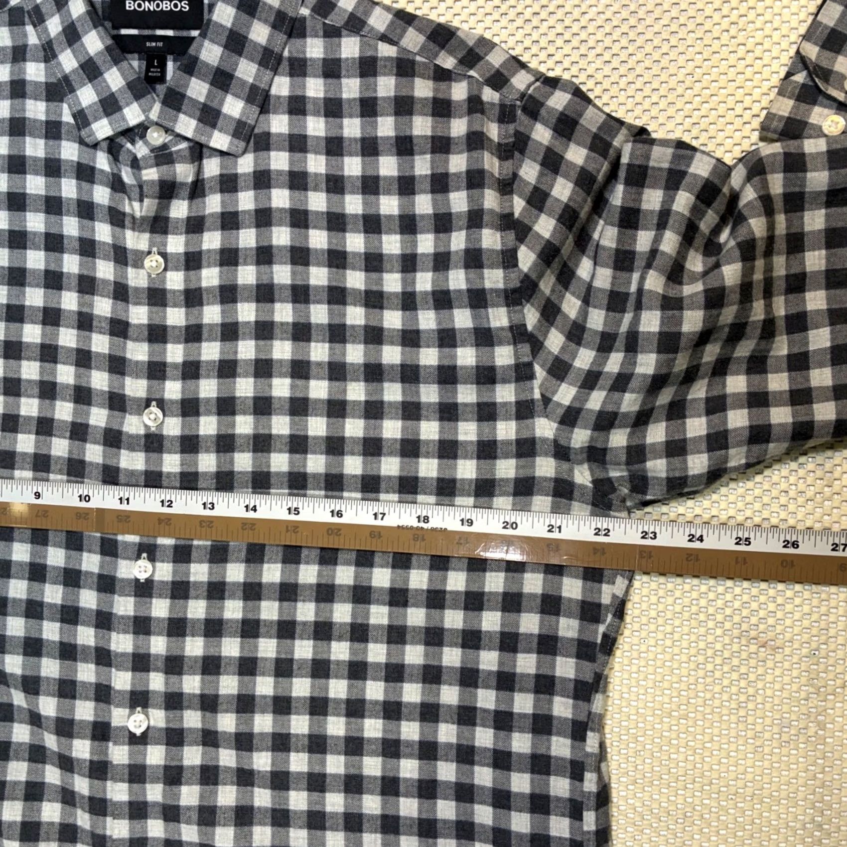 Bonobos Bonobos Shirt Men Long Sleeve Button-Down Slim Fit Gray Gingham Check L Size US L / EU 52-54 / 3 - 8 Thumbnail