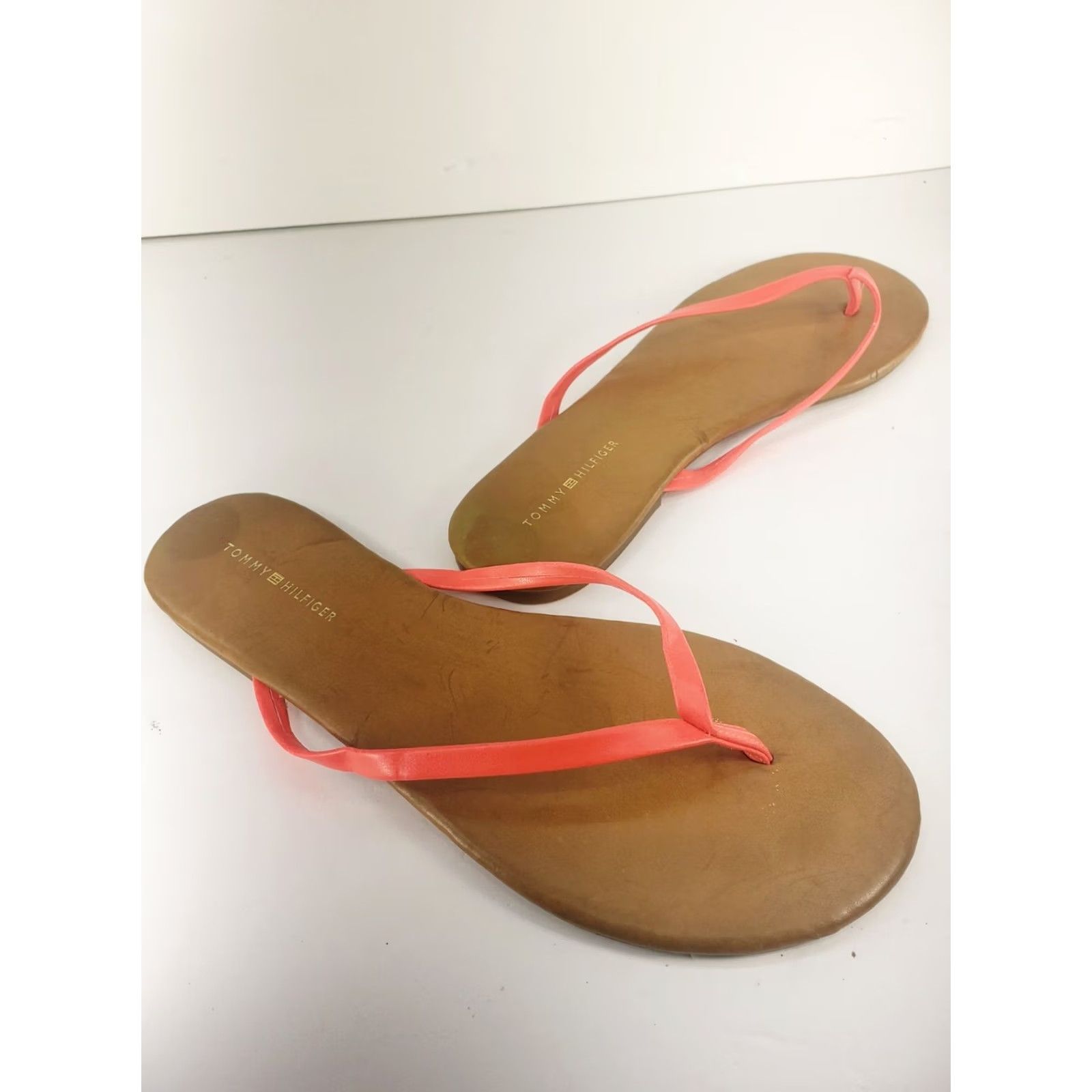 Tommy Hilfiger Tommy Hilfiger Women's Sandal Flat Slide Thong Orange Faux Leather Rubber Sole 7.5 UK 8 US Casual Summer Comfort Size US 8 / IT 38 - 4 Thumbnail