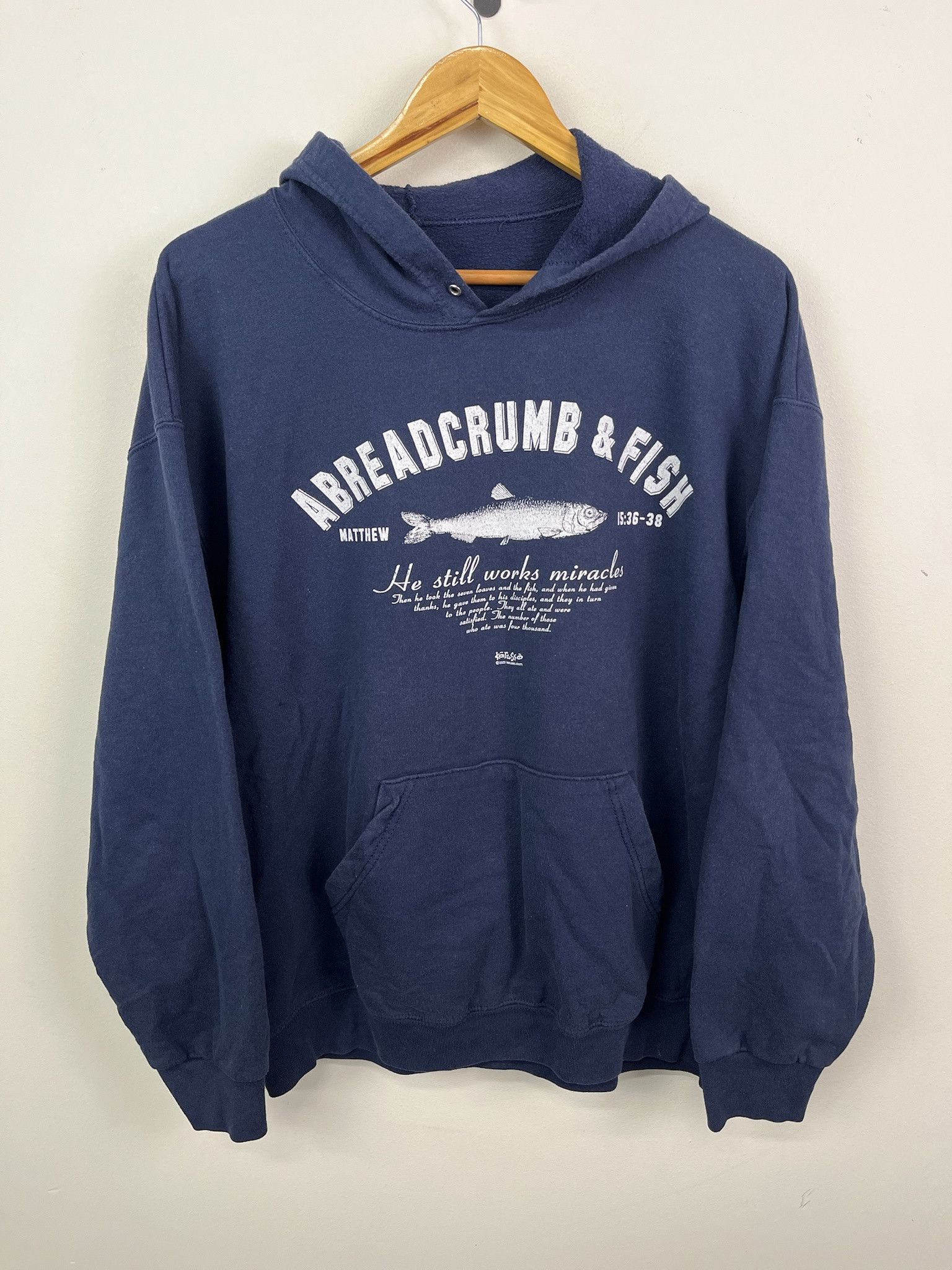 Vintage Y2K Jesus Christian "Abreadcrumbs & Fish " Pullover Hoodie Size:Xl