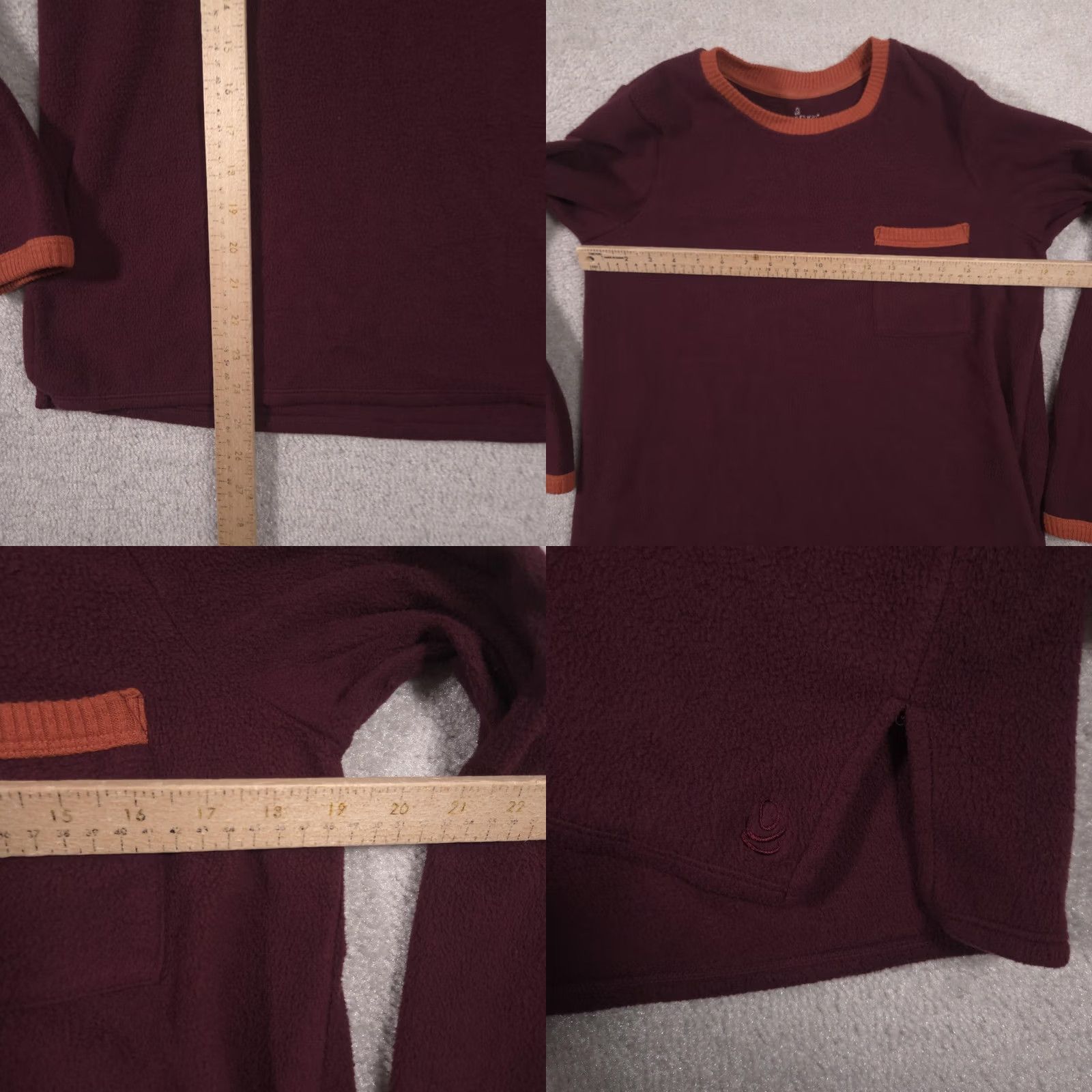 Vintage Cuddl Duds Shirt Womens S Red Fleece Crew Neck Long Sleeve Pocket Top Size S / US 4 / IT 40 - 8 Thumbnail