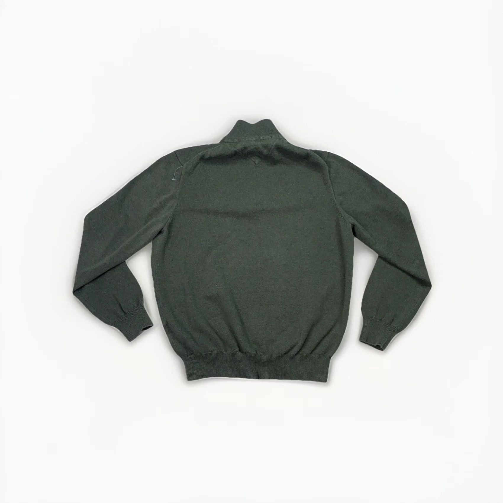Tommy Hilfiger VINTAGE Tommy Hilfiger Preppy 1/4 Zip Mens Sweater Large L Green Knit Mock Neck Pullover_Solid_Stretch Casual Business Travel Mens Size US L / EU 52-54 / 3 - 4 Thumbnail