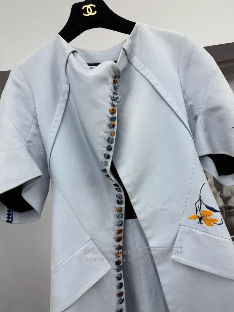 Dior Dior Blue Heavy Industry Floral Embroidered Jacket Dress Size XS / US 0-2 / IT 36-38 - 2 Thumbnail