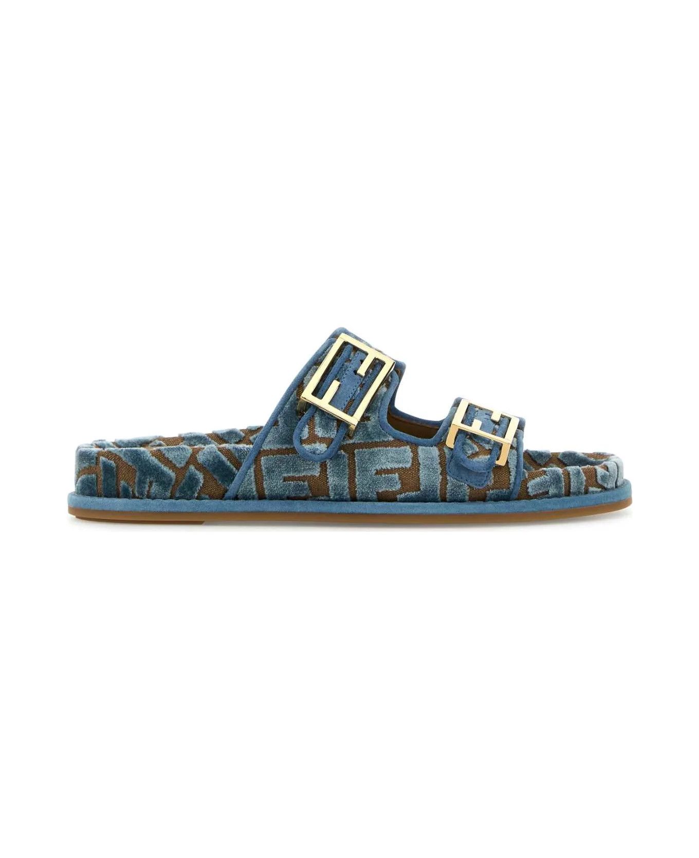 Fendi o1B3y1r0326 Feel Slippers in Blue Size US 10 / IT 40 - 1 Thumbnail