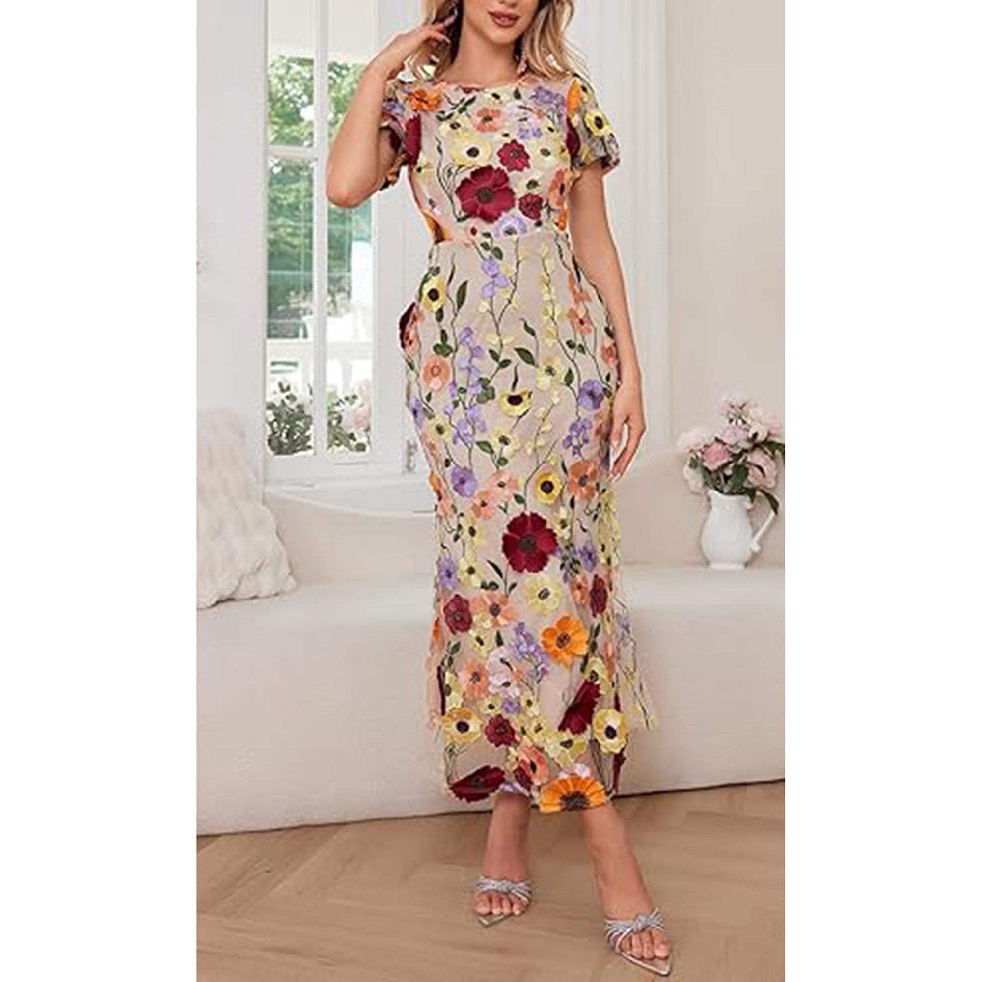 Other Women's Floral Maxi Evening Dress Party Formal Wedding Gown Size M / US 6-8 / IT 42-44 - 2 Thumbnail