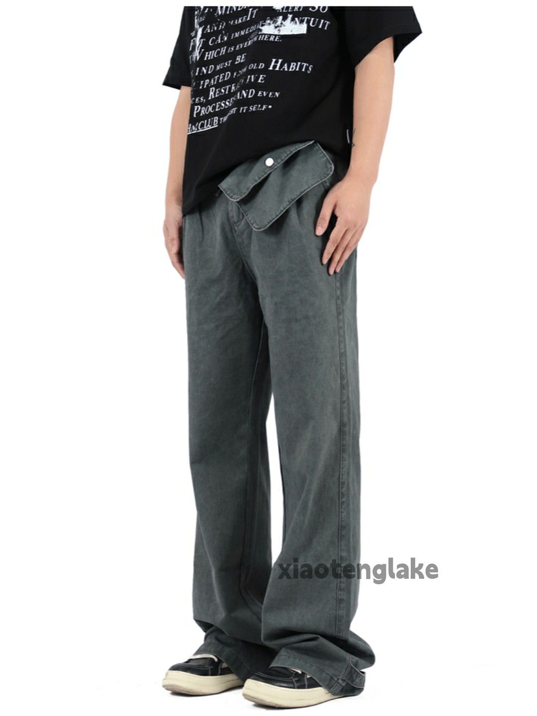 washed faded outdoor loose baggy utility cargo pants