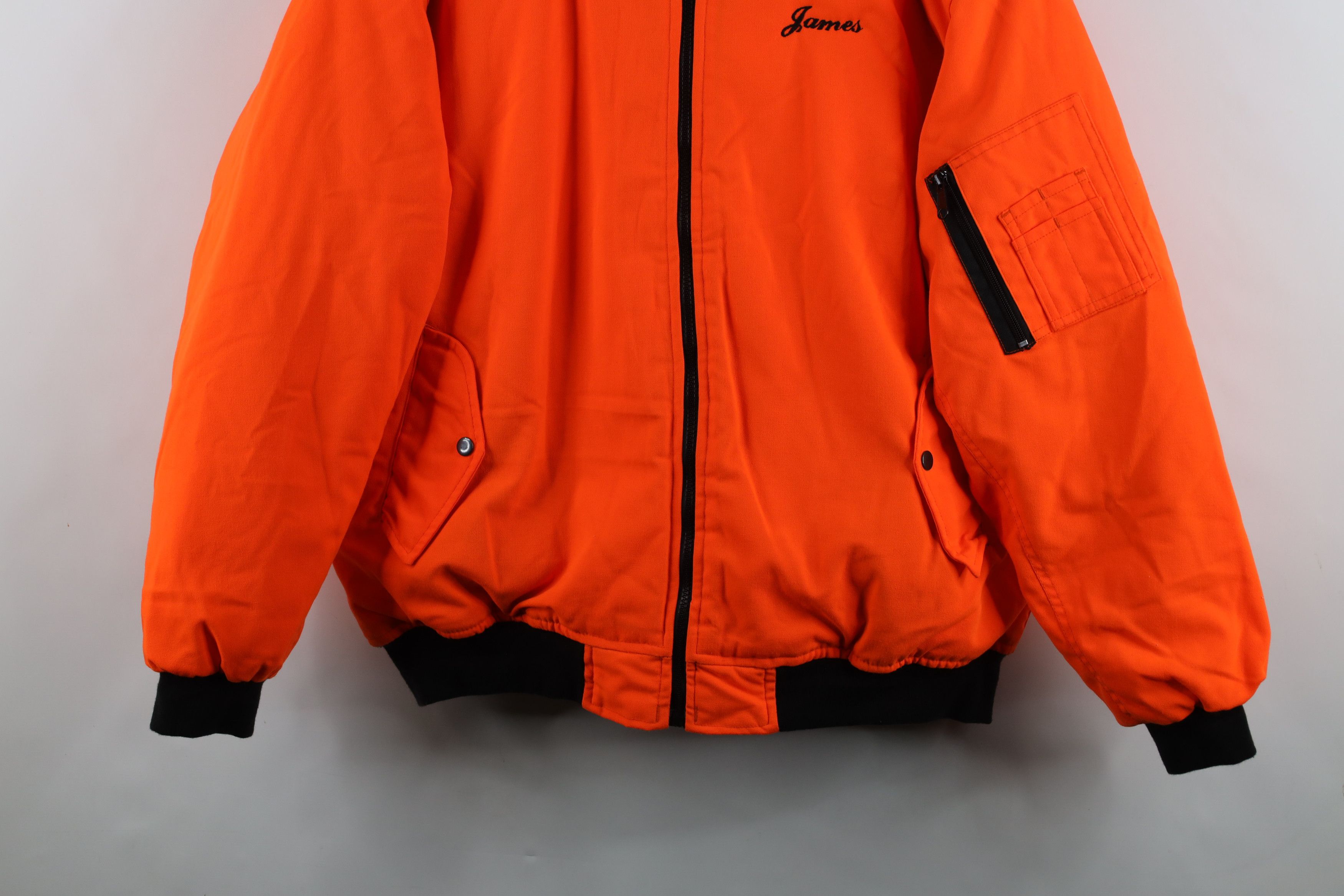 Vintage Vintage 90s Abrams Towing Quilted Bomber Jacket Blaze Orange Size US XL / EU 56 / 4 - 3 Thumbnail