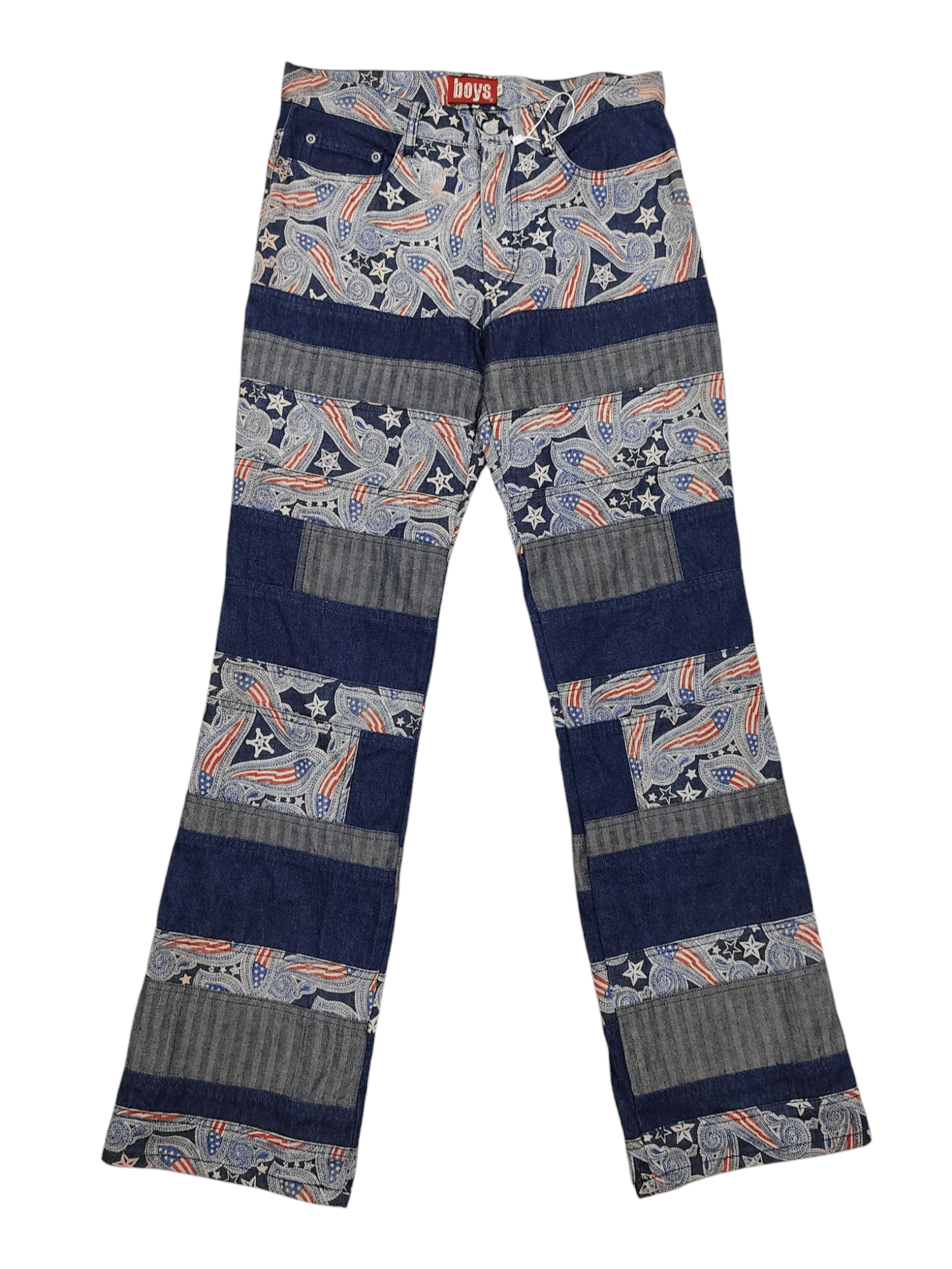 Japanese Brand 90s Batsu🇯🇵 Archive Paisley Graphic Panel Patchwork Jeans Size US 30 / EU 46 - 1 Thumbnail