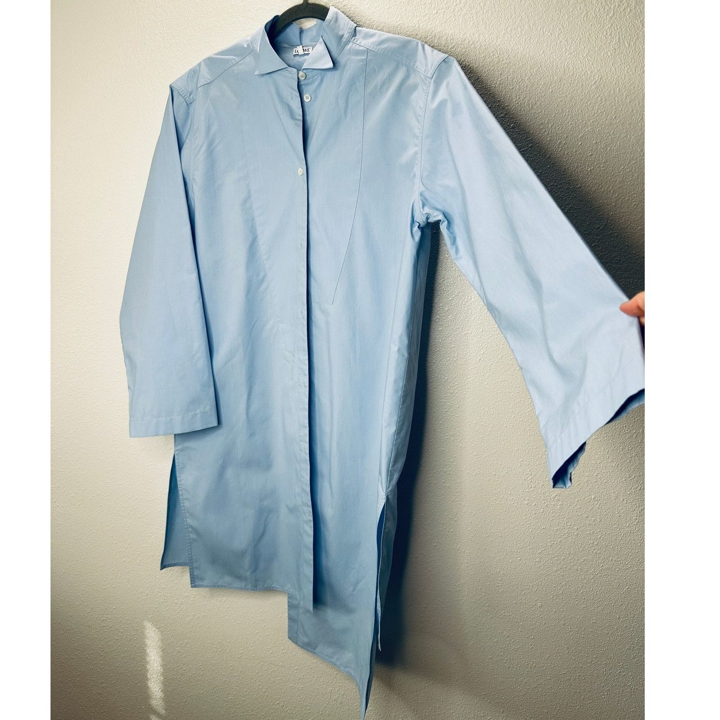 Loewe Loewe Blue Button Split Side Asymmetrical Hem Shirt Dress S Size S / US 4 / IT 40 - 2 Thumbnail