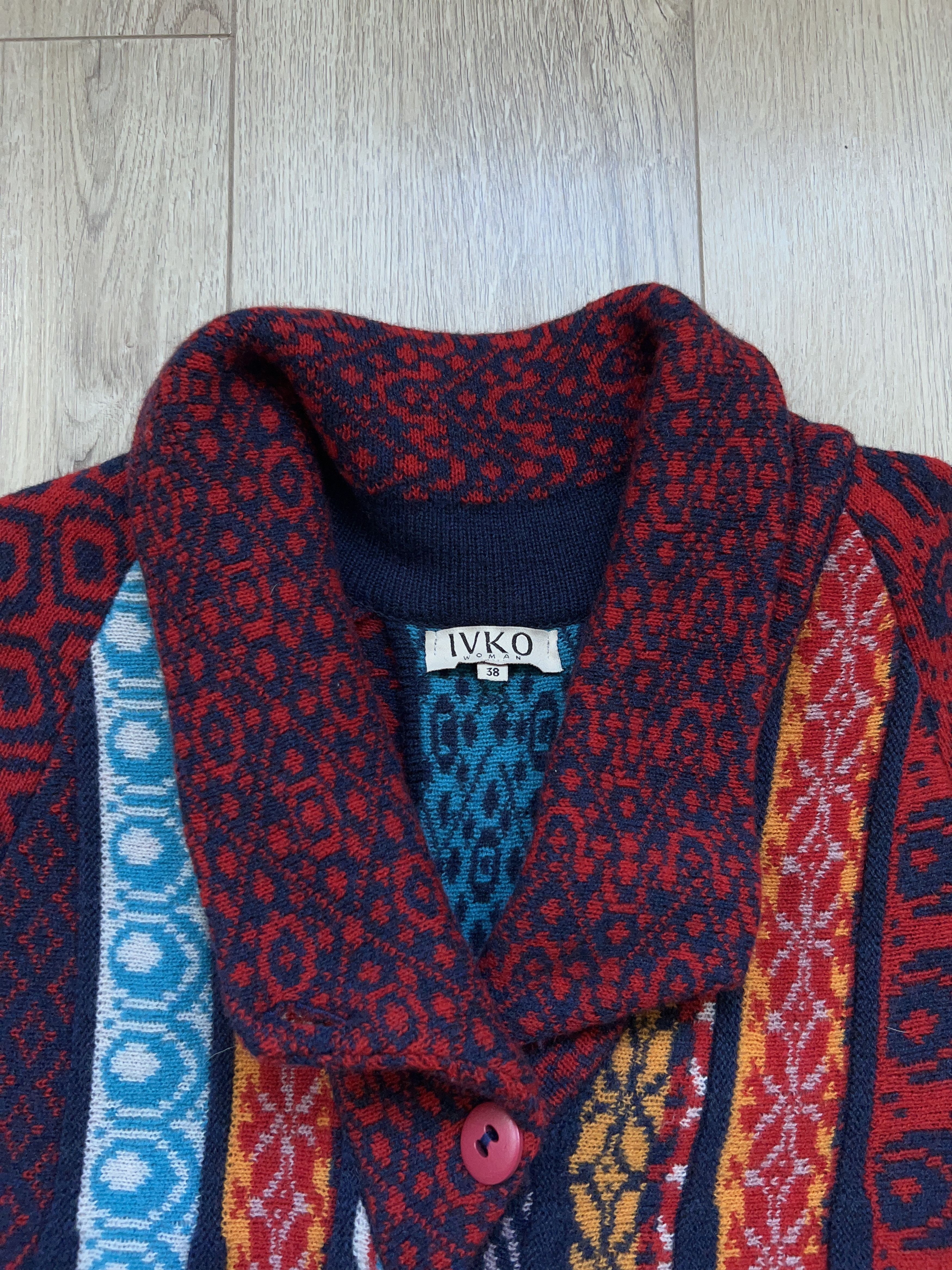 Traditional Weatherwear × Vintage Womens IVKO Colourful Jacket Cardigan Sweater Wool Geometric Size XS / US 0-2 / IT 36-38 - 4 Thumbnail