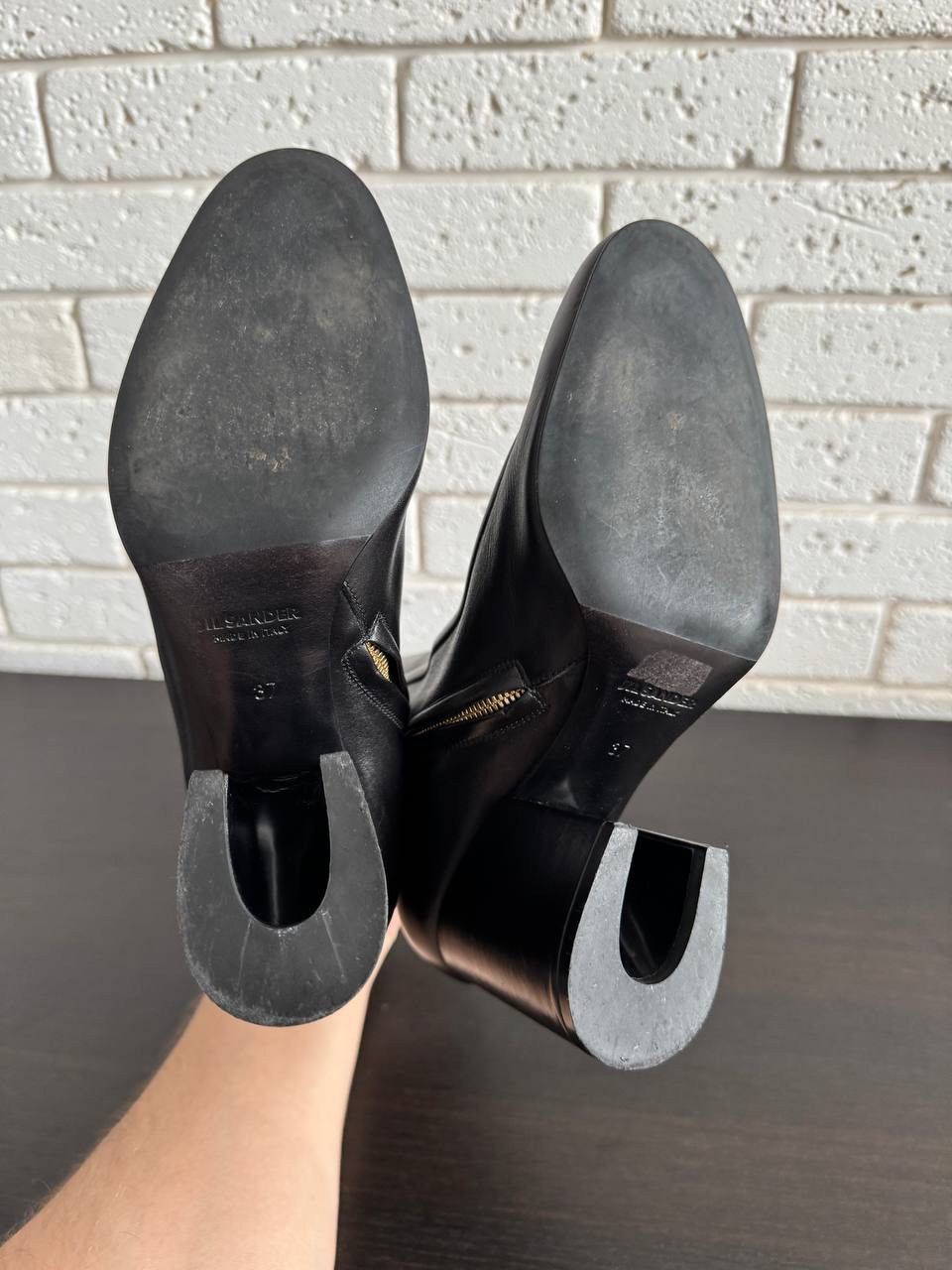 Jil Sander JIL SANDER leather black boots heels Size US 7 / IT 37 - 9 Thumbnail
