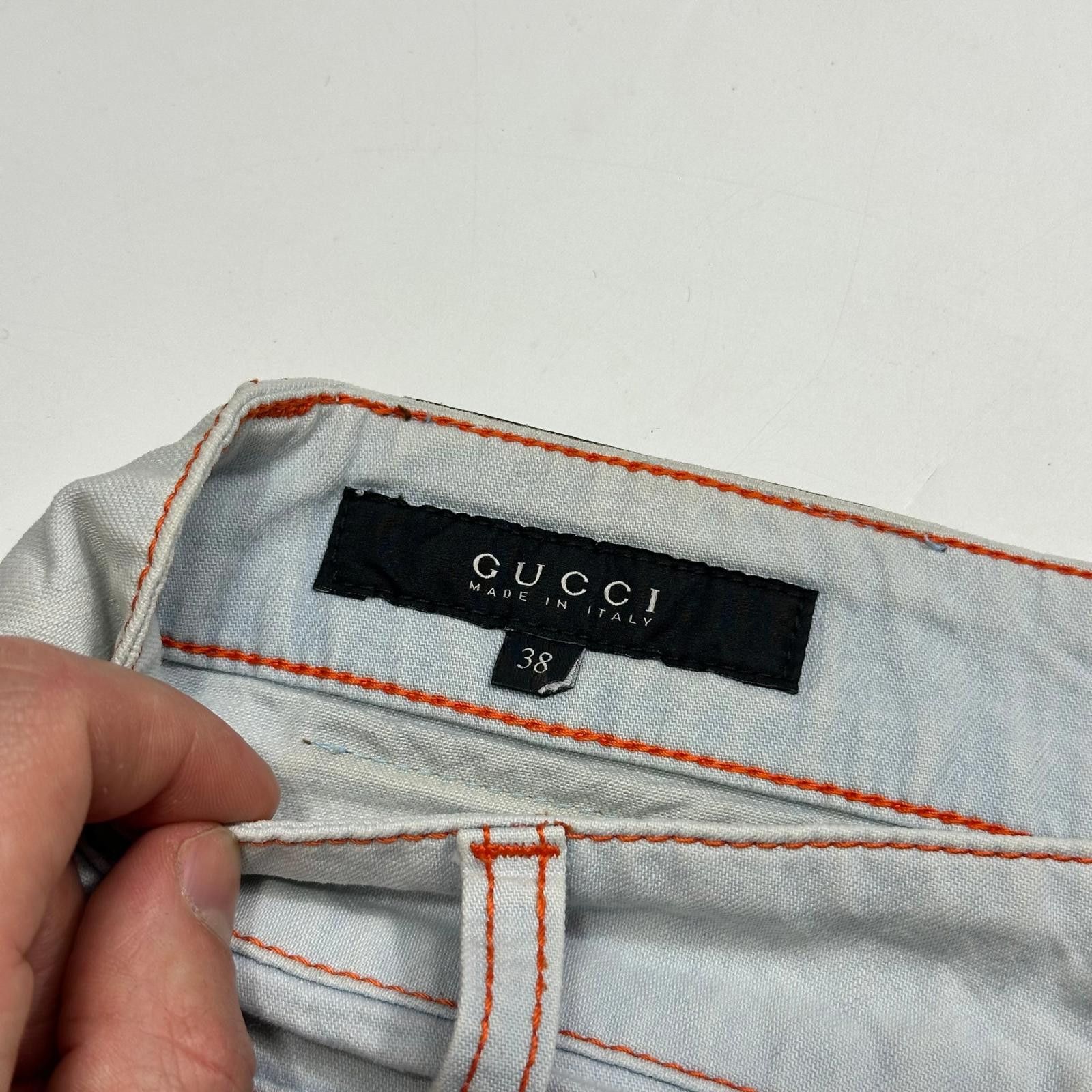 Gucci Gucci 2009 Denim Contrast Stitch Cargo Wraparound Miniskirt Size 27" / US 4 / IT 40 - 7 Thumbnail