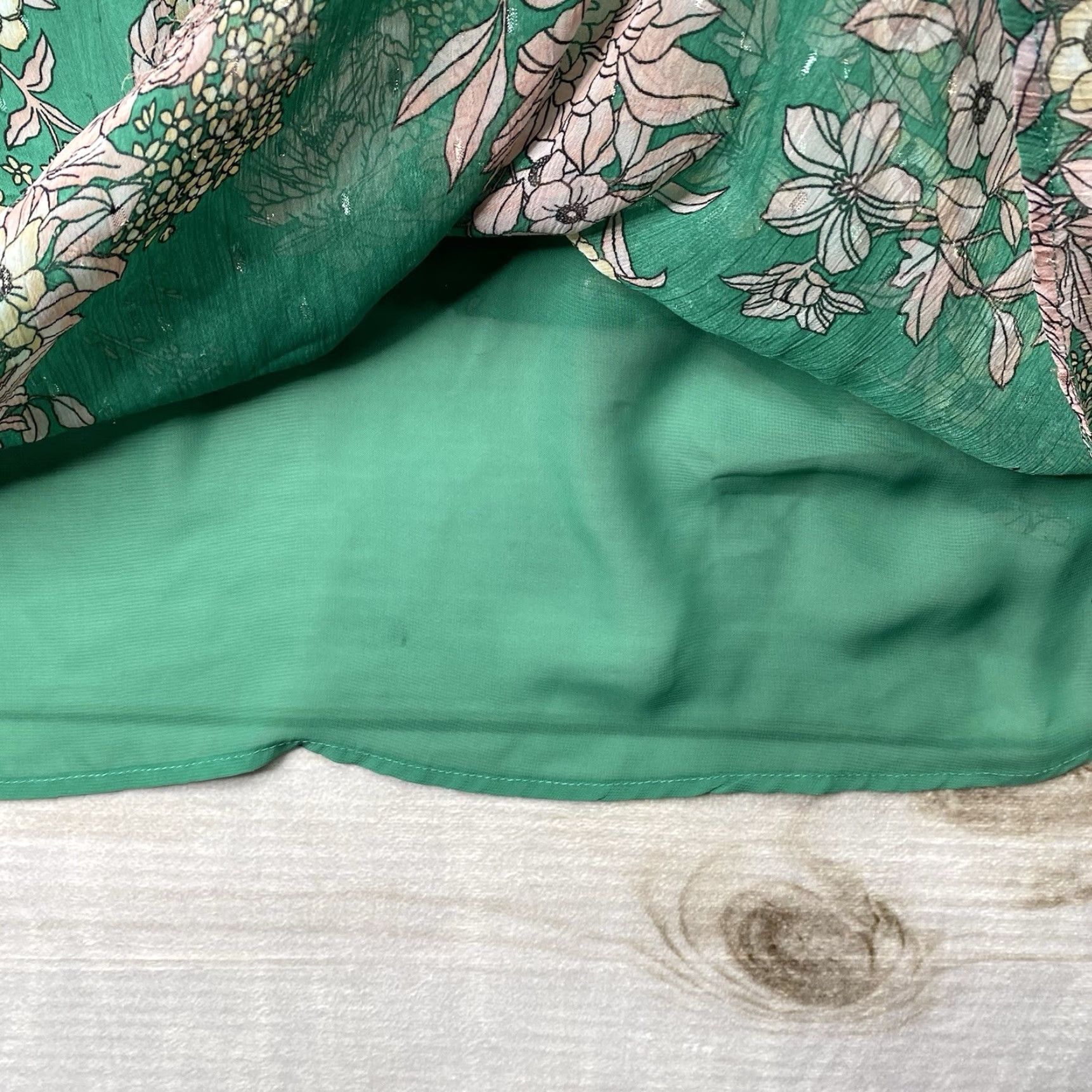 Torrid Torrid Blouse Top 3X Green Floral Cold Shoulder Sleeve Spaghetti Adjustable Strap V-Neck Polyester Bohemian Womens Size XXL / US 16-18 / IT 52-54 - 5 Thumbnail