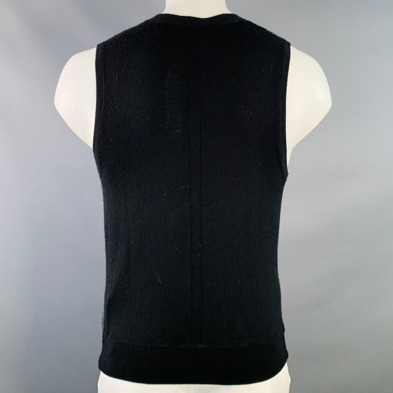 Rag & Bone RAG & BONE Size L Grey Black Geometric Wool V-Neck Vest Size US L / EU 52-54 / 3 - 4 Thumbnail