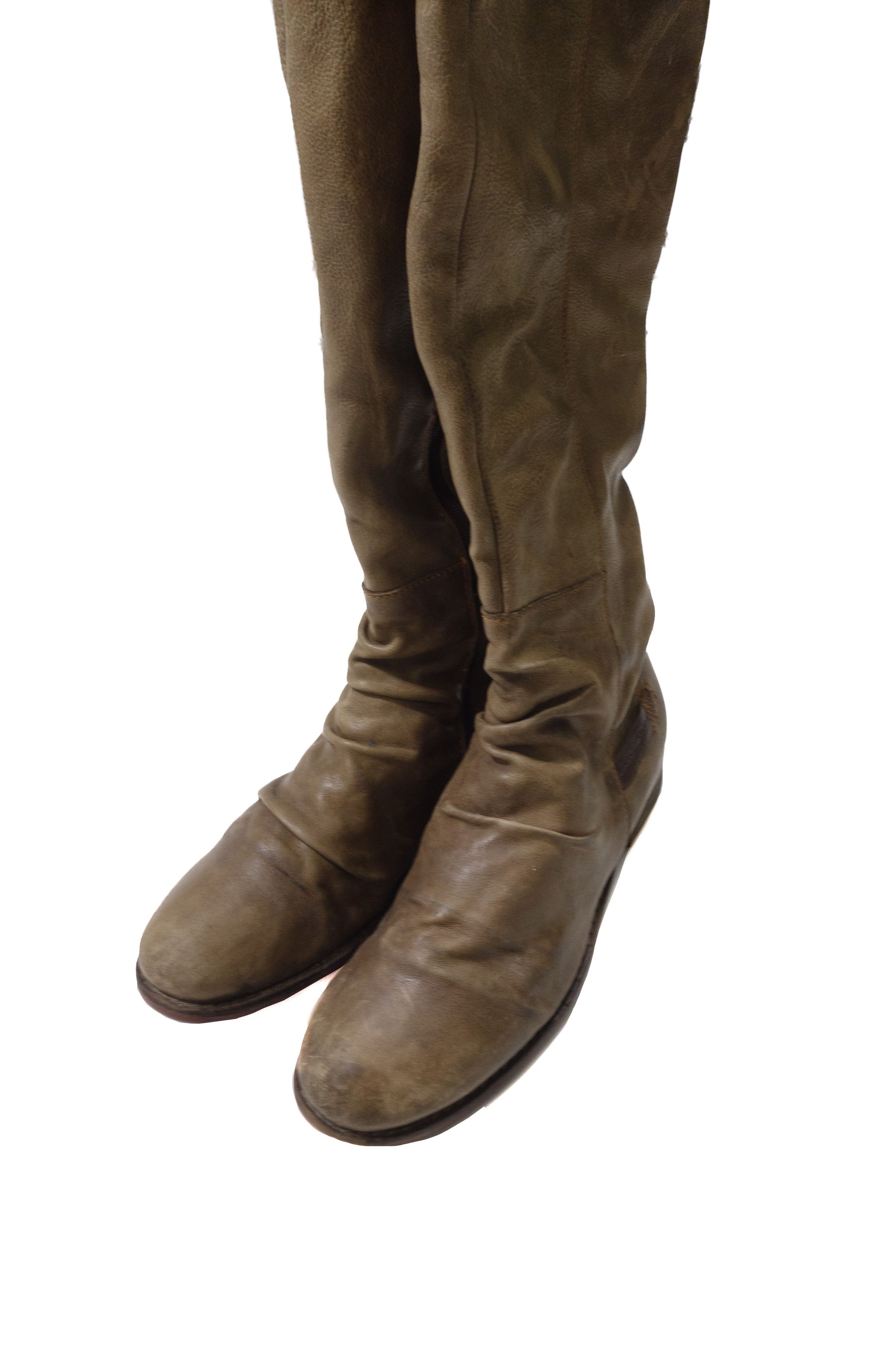 A.S.98 00s AirStep Leather Slouchy Knee High Zip Laced Boots Y2K Size US 10 / IT 40 - 3 Thumbnail