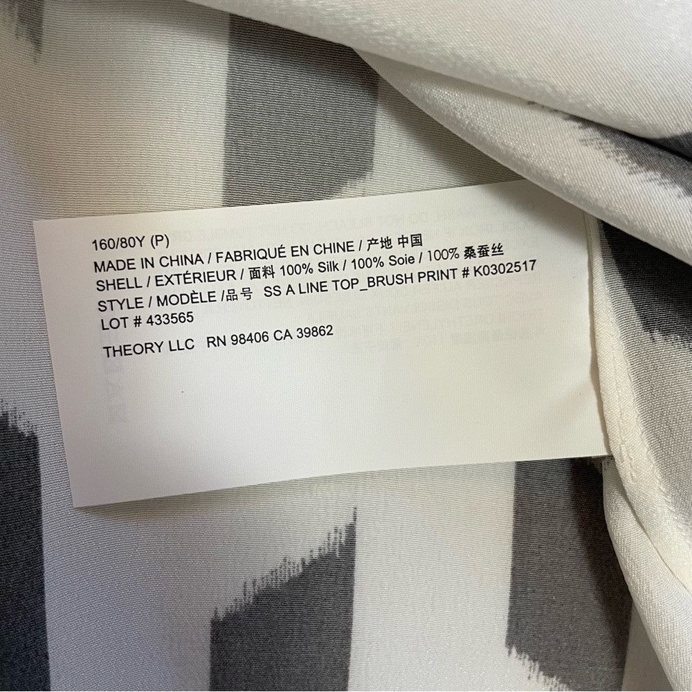Theory NWT New $295 Theory Silk A-Line Short Sleeve Grey Brush Pri Size XS / US 0-2 / IT 36-38 - 8 Thumbnail